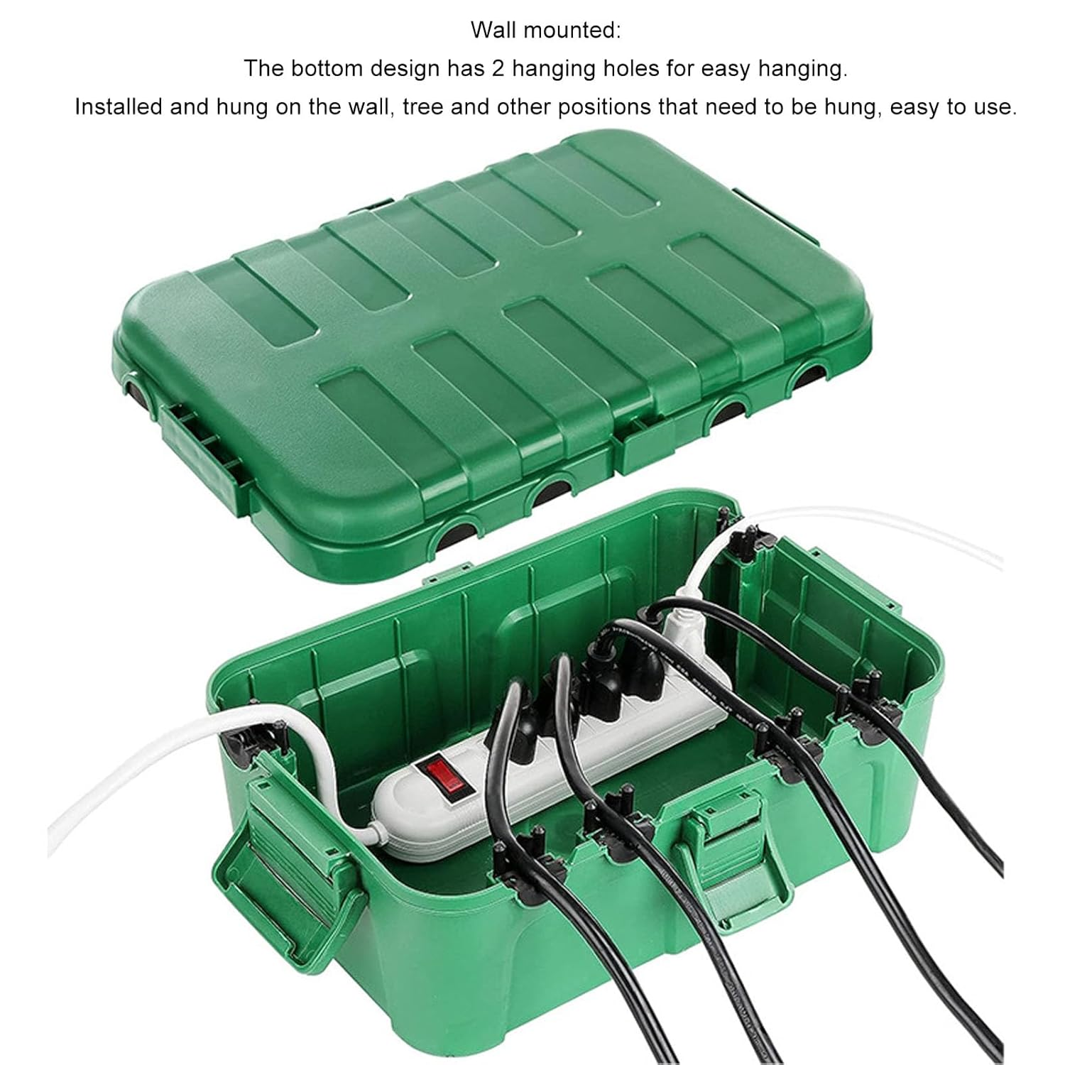 Jiawu Large Outdoor Electrical Box, Weatherproof Connection Box with 6 Cable Entry, IP54 Waterproof Extension Cord Cover Protect Power Strip, Plug, Holiday Lights 13.5 X 9.4 X 4.7In image number 6