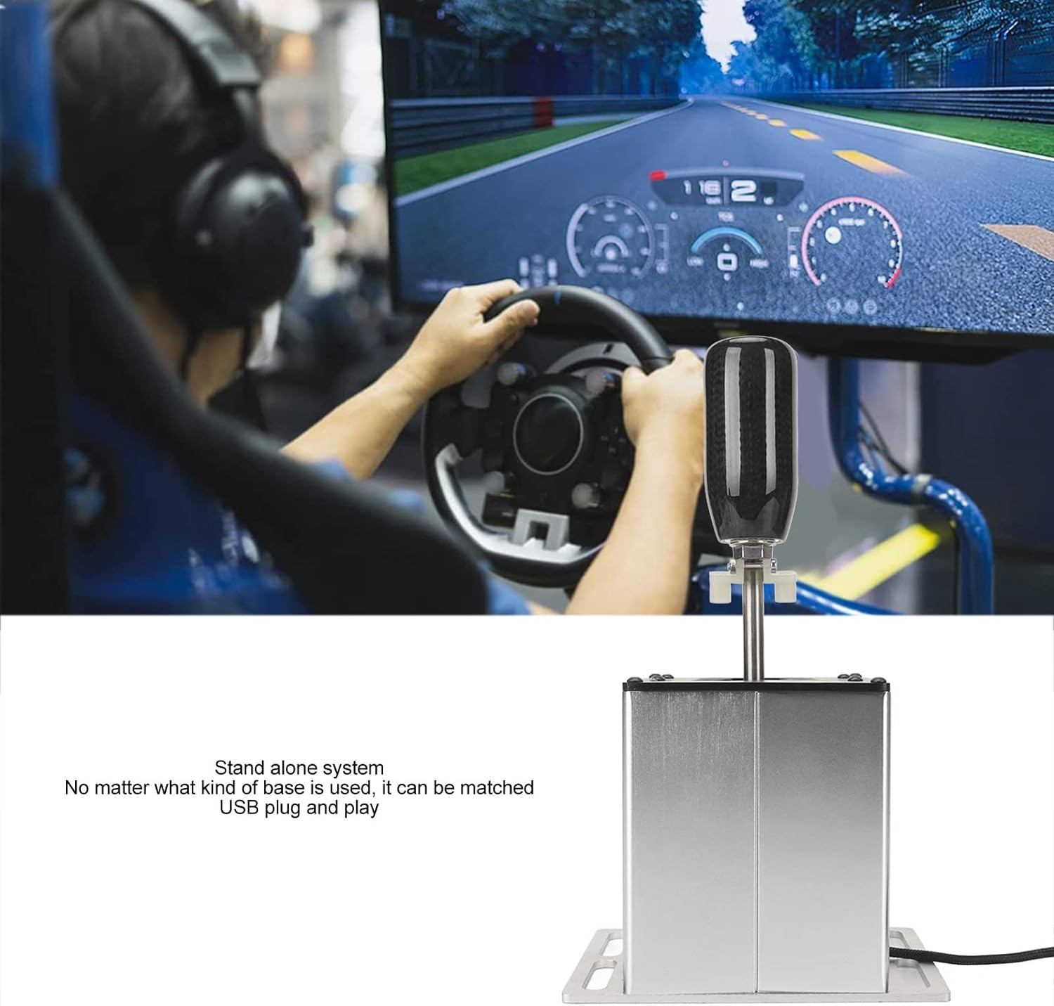 USB Simulator Shifter for ATS ETS EST LFS Dust WRC Sim Racing Games, H Gear Shifter for G29 G27 G25 G920 T300RS GT Steering Wheel PC Wins 6+R image number 3