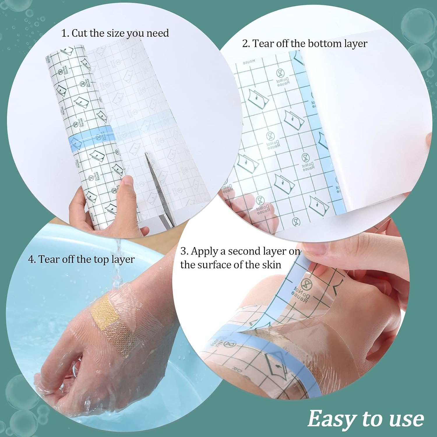 Transparent Stretch Adhesive Bandage, 5.9 Inch X 11 Yard - Waterproof Clear Film Dressing Bandages, Tattoo Bandages Shower Shield Dressing Tape for Tattoos Swimming Showering image number 4