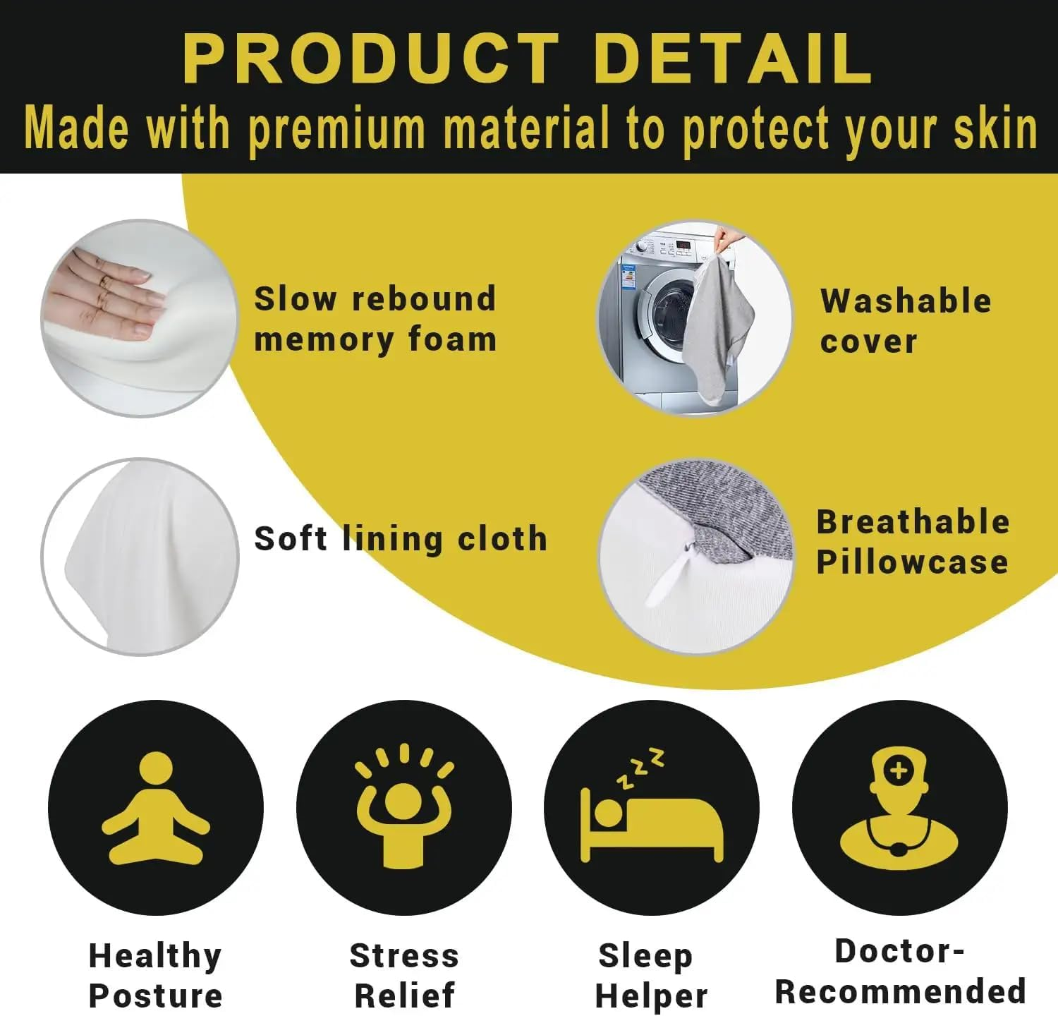 Bushora Knee Pillow for Side Sleepers,Ergonomic Leg Support Pillow with Memory Foa, Long Design for Comfortable Sleep