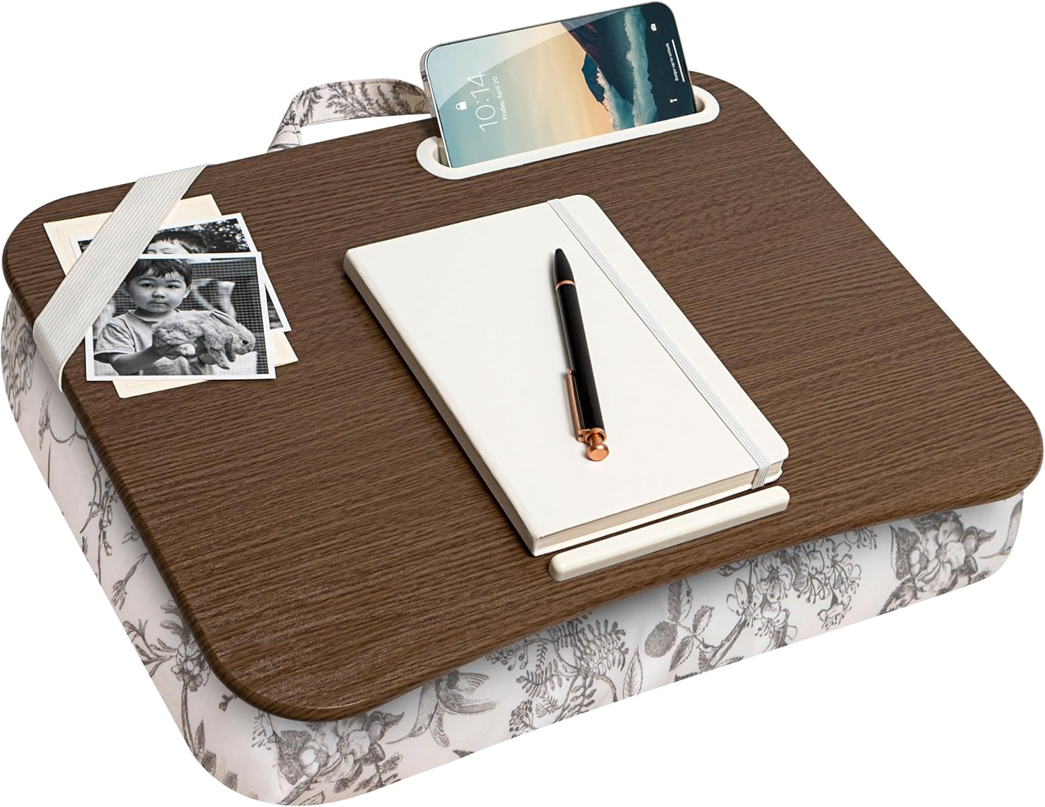 LAPGEAR Designer Lap Desk with Phone Holder and Device Ledge - Tropical Palm Leaves - Fits up to 15.6 Inch Laptops - Style No. 45427