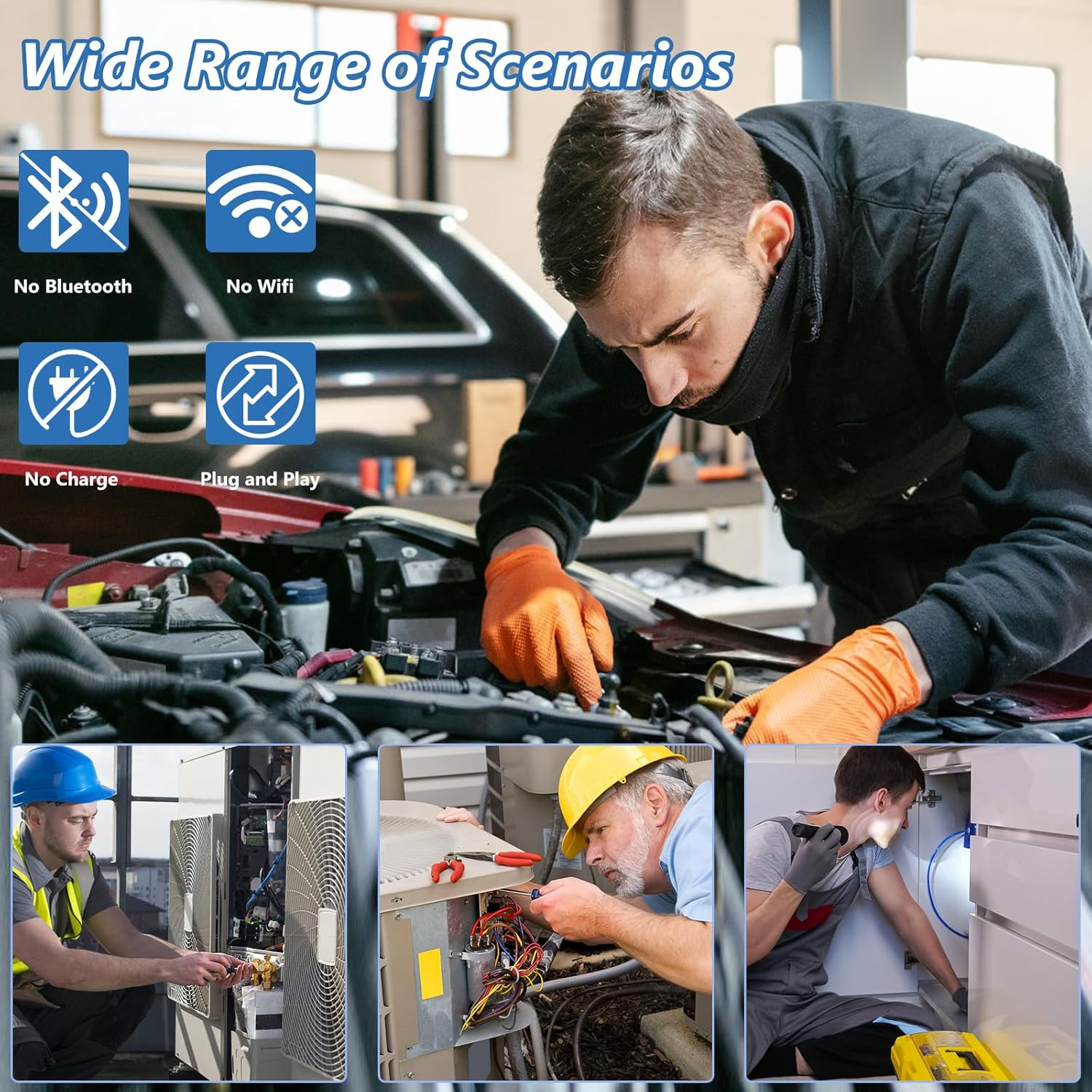 Endoscope Inspection Camera, 1920P Flexible Rigid Endoscope, 8 LED Borescope, USB No Wifi Snake Camera, Waterproof IP67 Tube Sink Pipe Drain Camera, for Android Ios Iphone Ipad Samsung,16.5Ft image number 5