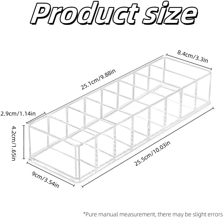 2Pcs Clear Acrylic Makeup Compact Organizer,8 Spaces Data Cable Sorting Storage Box,Acrylic Cosmetic Storage Jewelry Display Box,Clear Perfume Blush Eyeshadow Lipstick Organizer for Dresser Bathroom image number 4