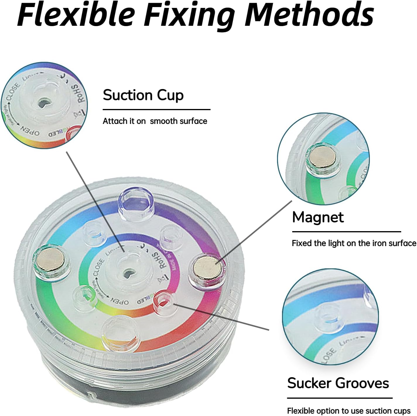 2Pcs Magnetic Suction Cup Diving Lamp,Submersible LED Lights,16 Colors Hot Tub Lights，Waterproof Pond Lights,For Aquarium, Bathtub, Pool or Spa image number 1