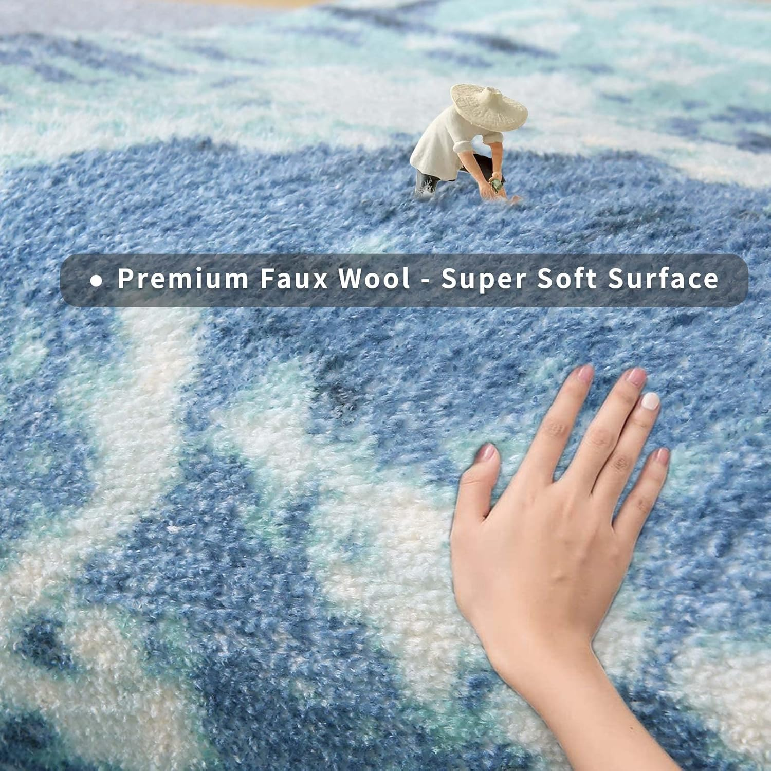 Asiinnsy Area Rugs Abstract Rug Modern Rugs Living Room Non-Slip Short Pile Rug Soft Large Grey Carpet Floor Mat Rugs for Bedroom Dining Room Home Decor (Ink Blue, 120 X 160Cm) image number 6