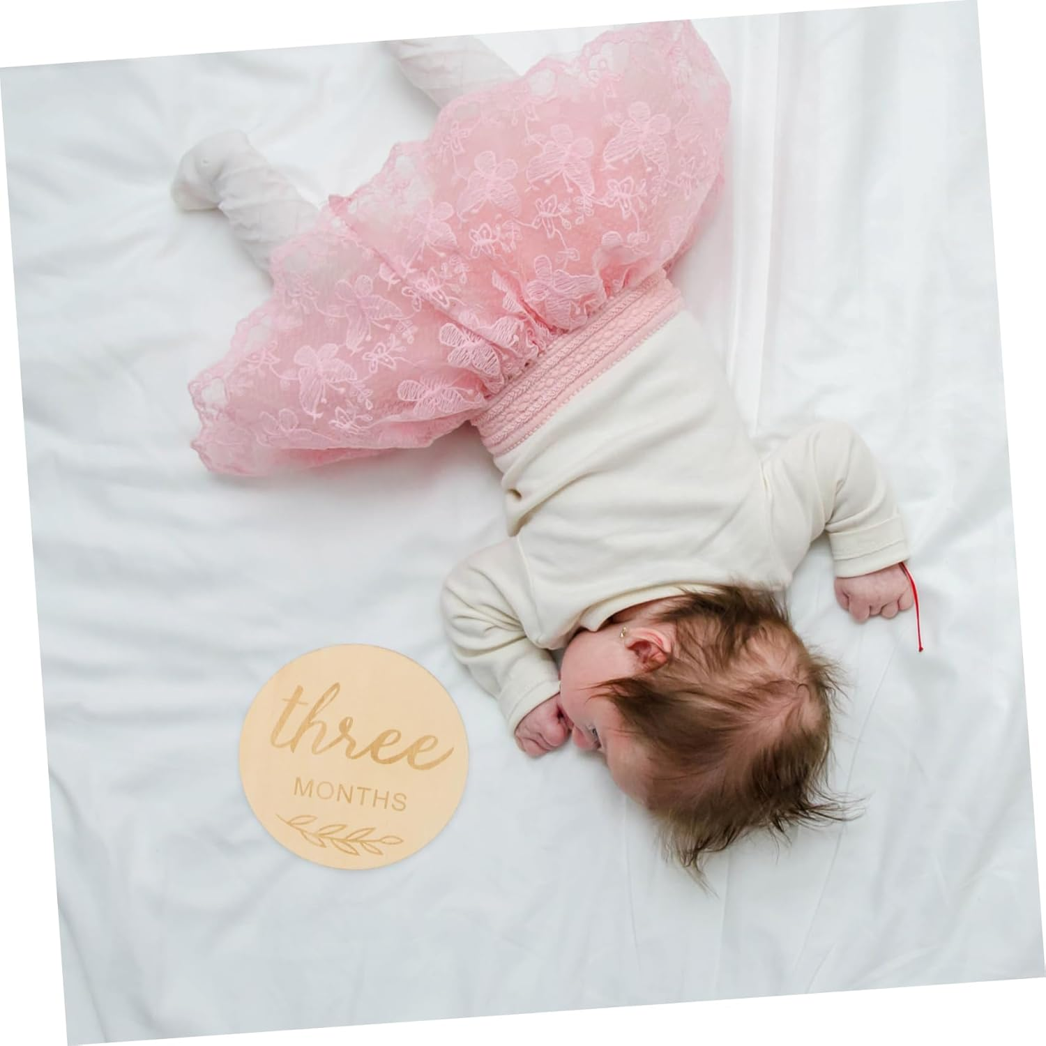 Operitacx 12Pcs Wooden Milestone Discs Monthly Growth Photo Cards Unisex Announcement Decor for Newborns and Parents Keepsake Gift image number 6