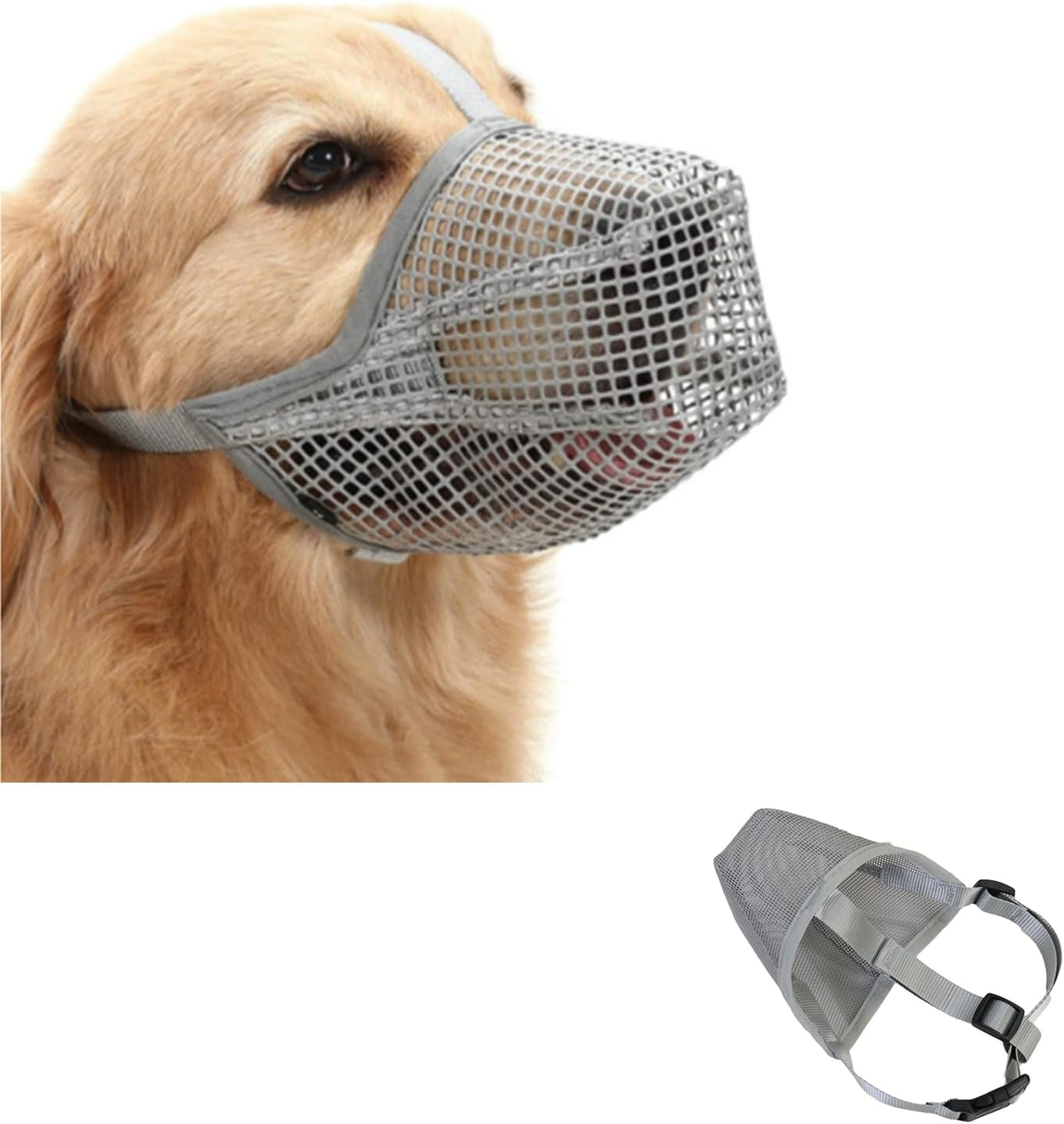 Muzzle for Dogs, Breathable Mesh Muzzle for Large Dogs, Medium Dogs, Adjustable Dog Muzzle for Small, Medium and Large, Prevents Biting, Chewing and Barking (Grey, XS) image number 6