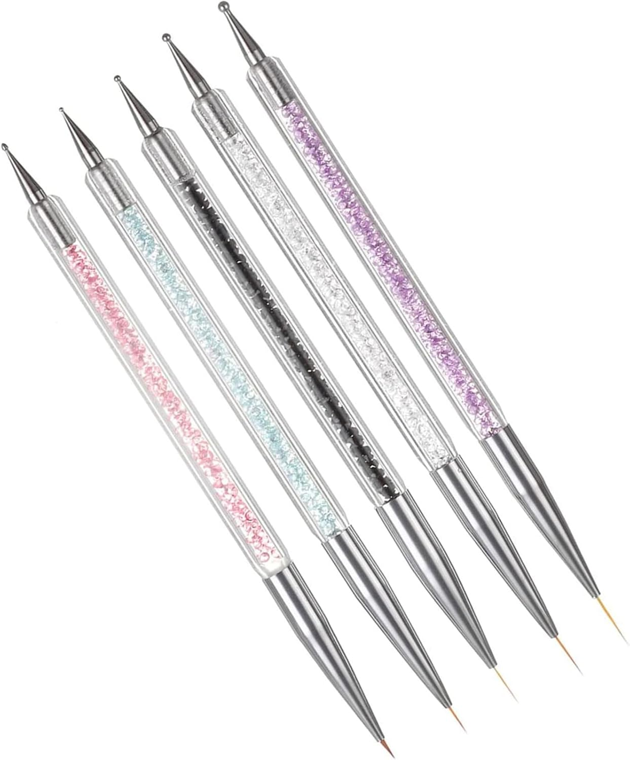 Unron 5 Pcs Double Ended Stainless Steel Acrylic Nail Brush Set for Nail Art, Durable Manicure Brush Pen Tools for Salon and Home DIY Use &ndash; Unron image number 4