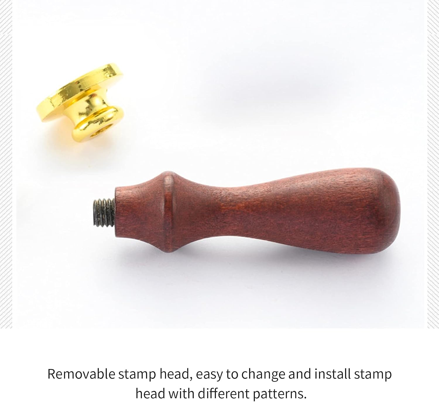 Wax Seal Stamp Kit Vintage Sealing Wax Stamp Wooden Handle Replaceable Stamp Head with Gift Box for Cards Envelopes Wedding Invitations Postcard Gift Packaging image number 1