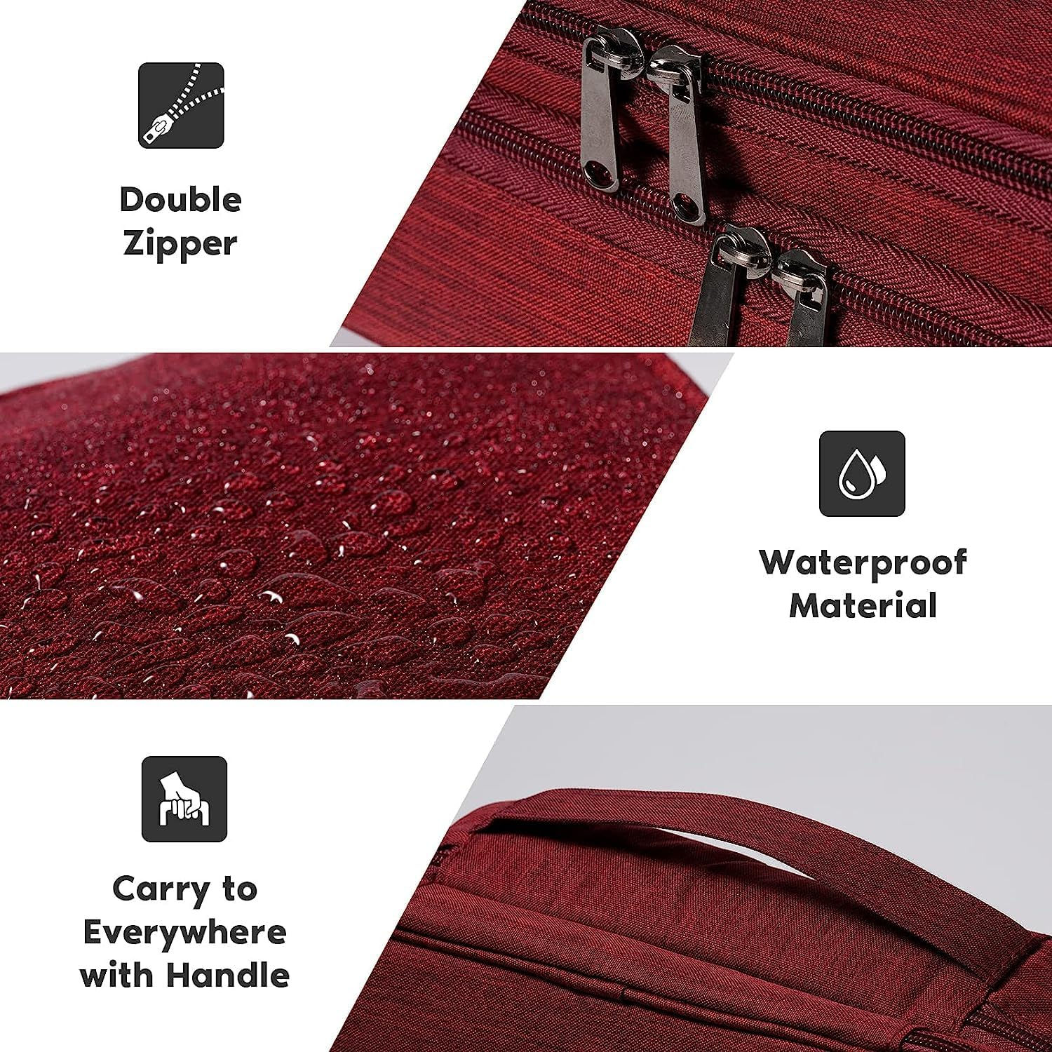 AUMA Travel Cables Organiser Carrying Case for Power Cords Phone Battery Chargers Earbuds Hard Drives Memory Cards Adapter Mouse Small Electronic Accessories -Wine Red - Grey image number 5