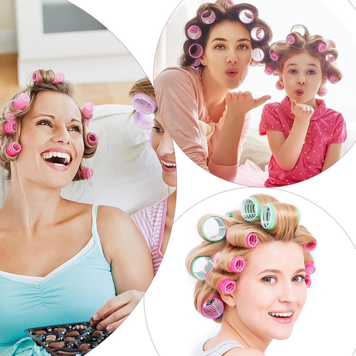 DHWEKU Pack of 37 Self-Adhesive Small Hair Rollers for Salon, Hairdressers, Rat, Tail, Comb, Curlers, Comes with a Tail Comb with Steel Needle Tip, Random Colour image number 6