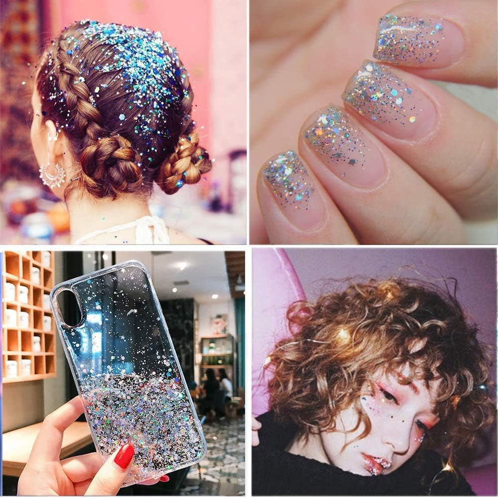 3 Boxes Star Heart Moon Nail Art Glitter Sequins Nail Confetti Mixed Glitter for Nail Art Decoration image number 3