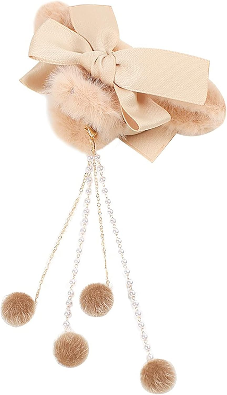 Woman Hair Clips for Winter Use, Girls Women Hair Accessories, Plush Hair Claw Clips,Bowknot image number 3