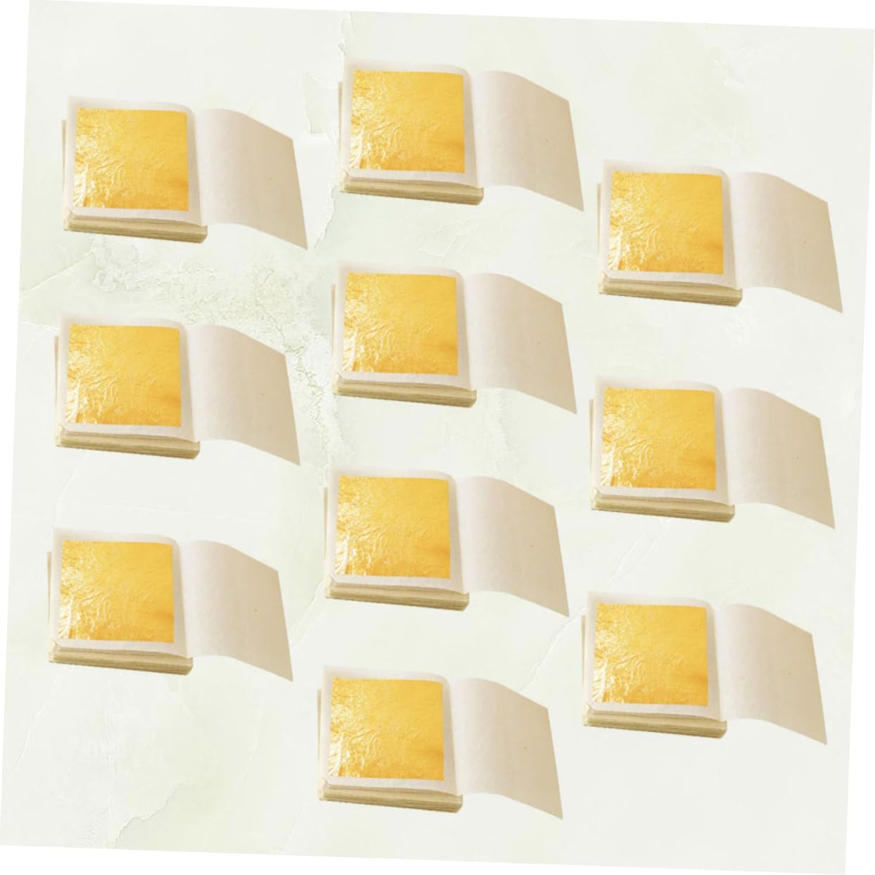 KONTONTY 10Pcs Edible Gold Foil Leaf for Cosmetic and Buddha Statue Decoration Brightening and Non Tarnishing Foil Paper for Beauty Applications image number 1