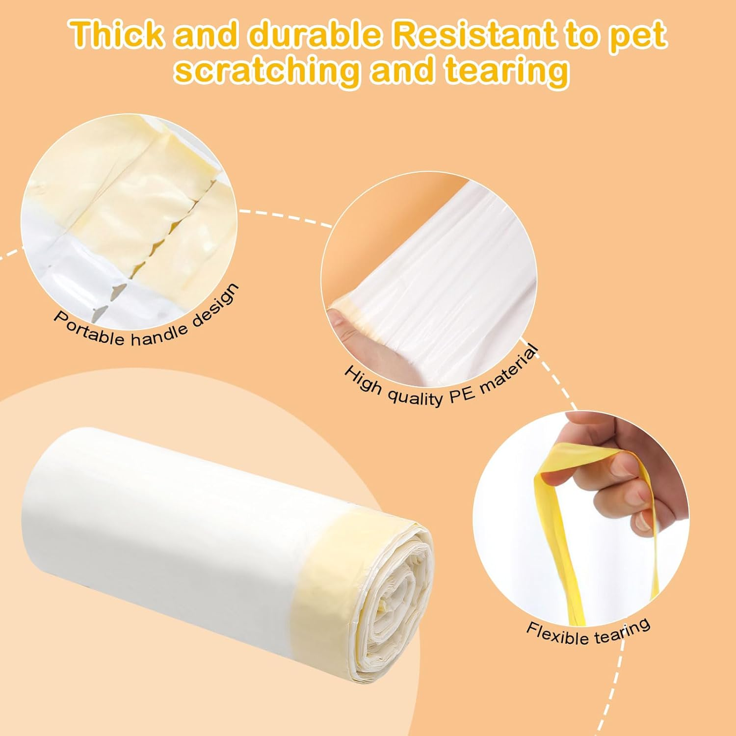 HENGBIRD Cat Litter Box Bag 1 Roll 20 Pieces Cat Litter Box Bag with Drawstring Thickened Bag for Cat Litter Tray Tear-Resistant Cat Litter Tray Bag Strong Load Capacity 79 X 45 Cm image number 5