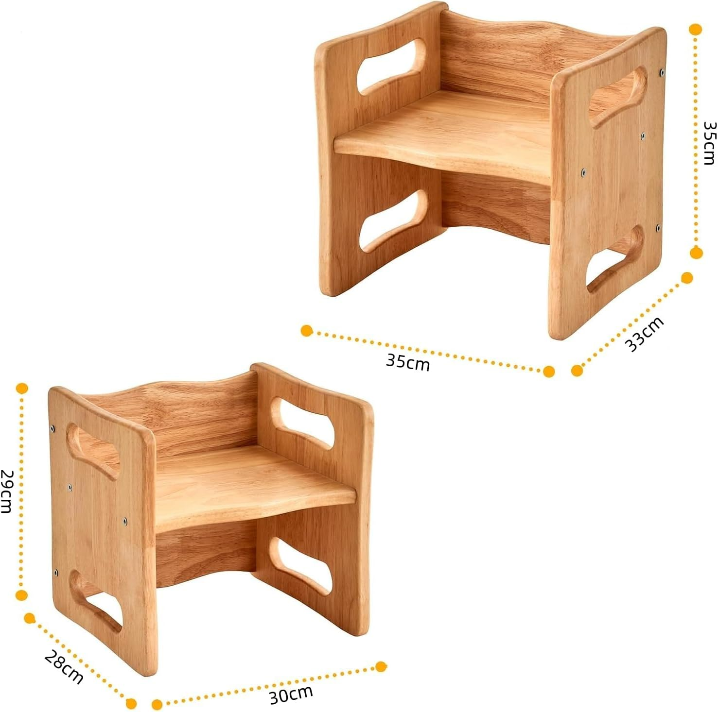 Wojkod Rubber Wood Montessori Weaning Table and Chair Set for Toddlers Age 1-3,Cube Table and Chair Set for Kids to Reading/Eating/Playing,Natural Quality Solid Wood Children Furniture,Cpc Certified image number 2