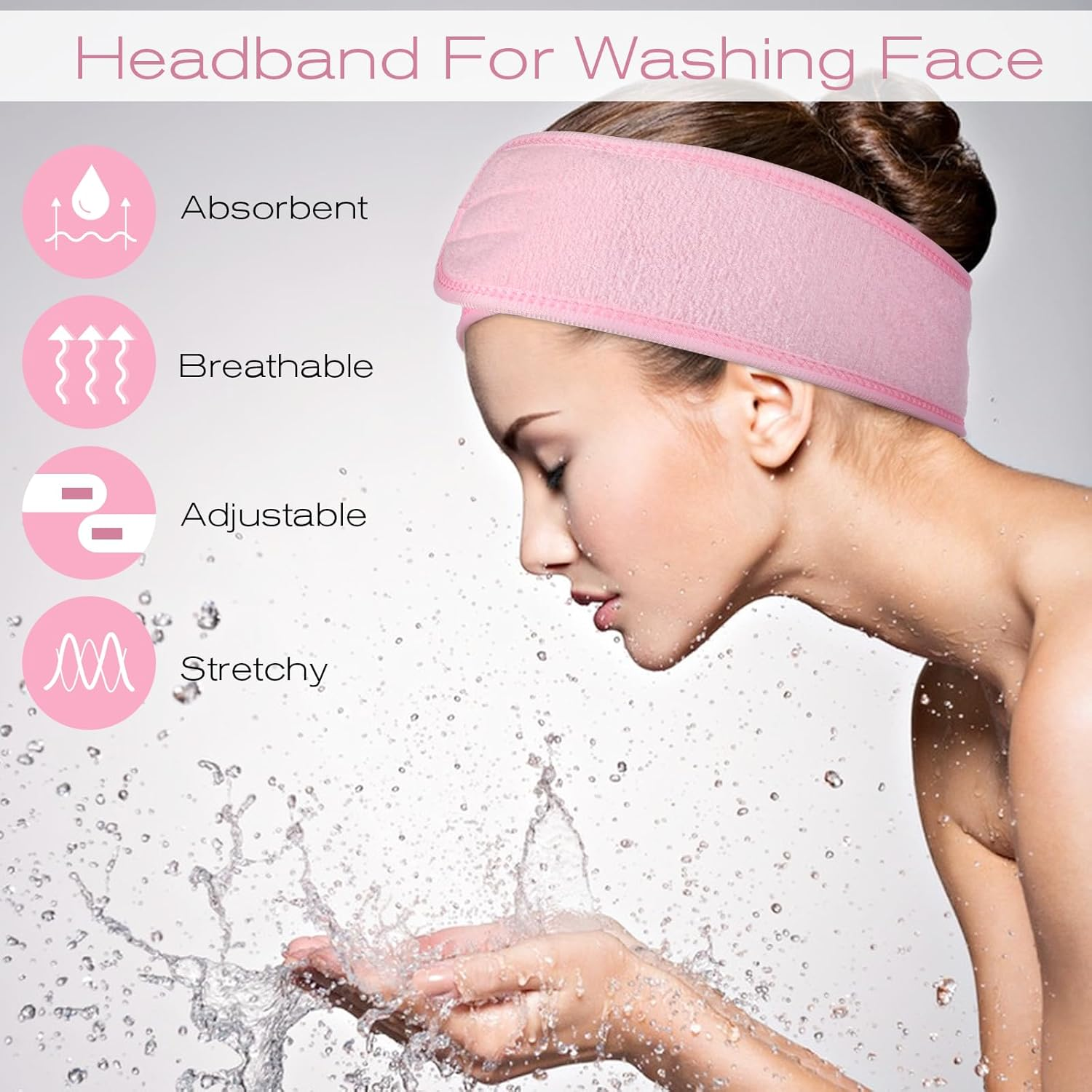 YBEATY Pack of 4 Face Spa Headbands Adjustable Non-Slip Terry Cloth Soft Stretchy Sweat Towel Hair Towel Face Wash Make up Headband for Women Shower Sports Yoga image number 4