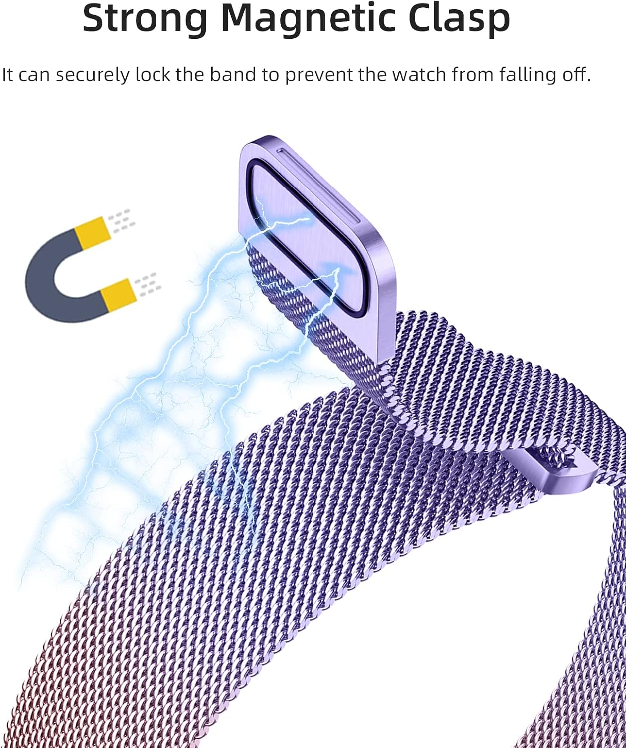 Witzon Stainless Steel Bands for Apple Watch Band 38M 40Mm 41Mm 42Mm 44Mm 46Mm 45Mm 49Mm for Women Men, Magnetic Milanese Mesh Metal Bands for Iwatch Series 11 10 SE Ultra 9 8 7 6 5 4 3 2 1 image number 5