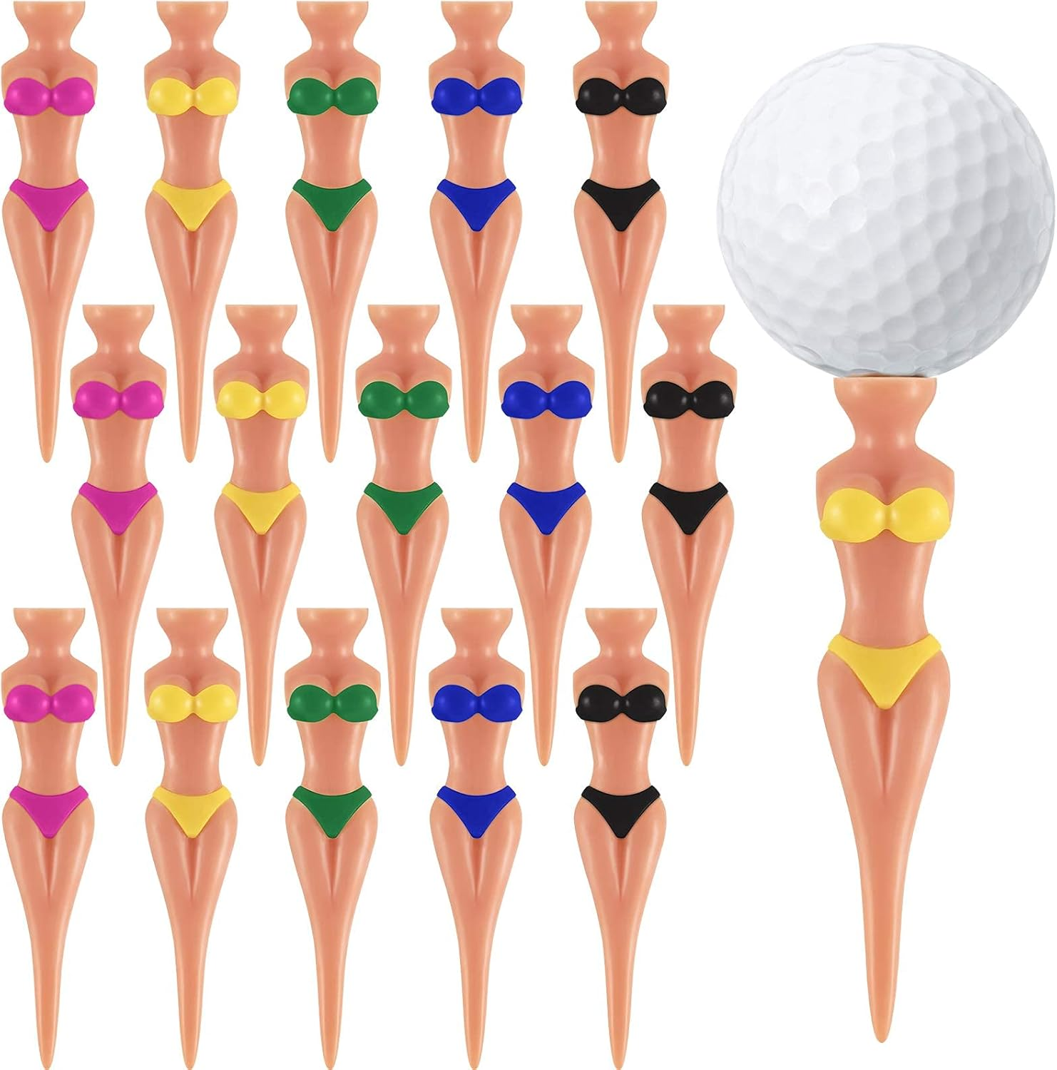 15 Pcs Unny Golf Tees Lady Girl Golf Tees, 76 Mm/ 3 Inch Plastic Pin up Golf Tees, Home Women Golf Tees for Golf Training Accessories Uncle Father Present Men Gift Bachelor Party image number 5