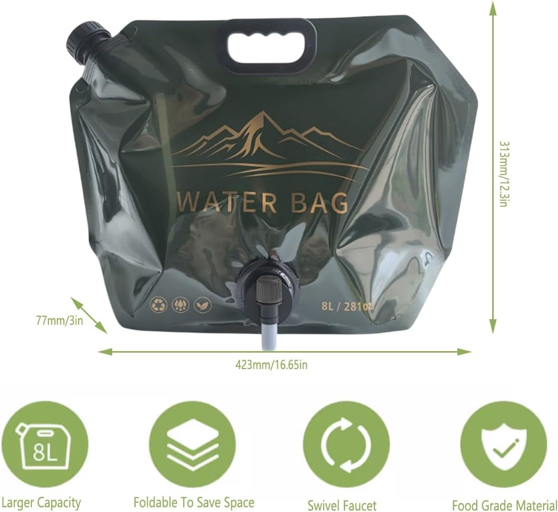 AIMALL 8L Foldable Outdoor Water Bag &ndash; Food Grade Portable Water Container with Swivel Spout, Large Capacity Camping Storage Bag for Car, Hiking, Travel, Emergency Use image number 1