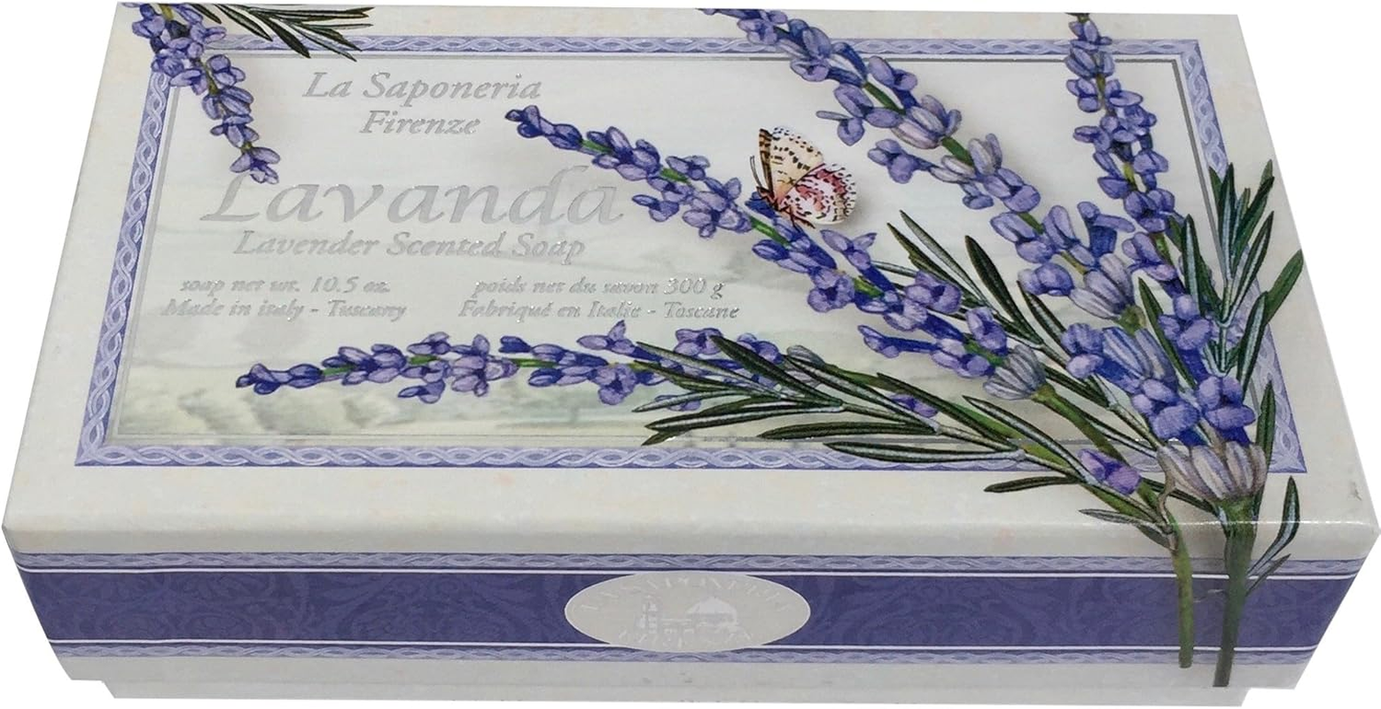 Bath Soap La Saponeria Firenze by Saponificio Artigianale Fiorentino Italian Spa Cleanser Made in Tuscany 10.5 Ounce Decorative Bar Lavanda (Lavender) image number 3