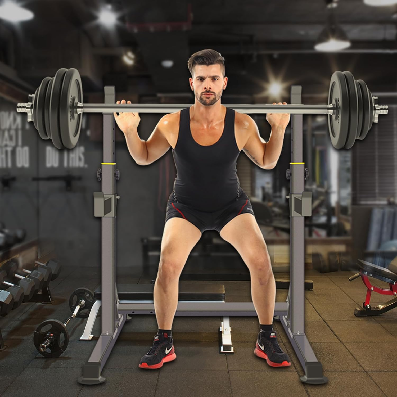 K Kingkang Adjustable Squat Rack,Multi-Function Barbell Rack for Weight Lifting and Home Gym Fitness Workout Portable Squat Bench Press image number 3