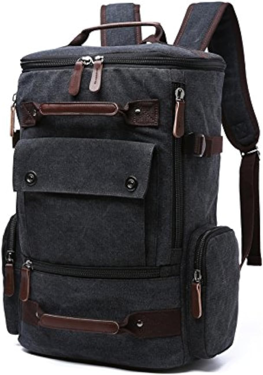 Jahomieo Vintage Canvas Backpack Casual Travel Rucksack 16Inch Laptop Daypacks Hiking Camping Backpack