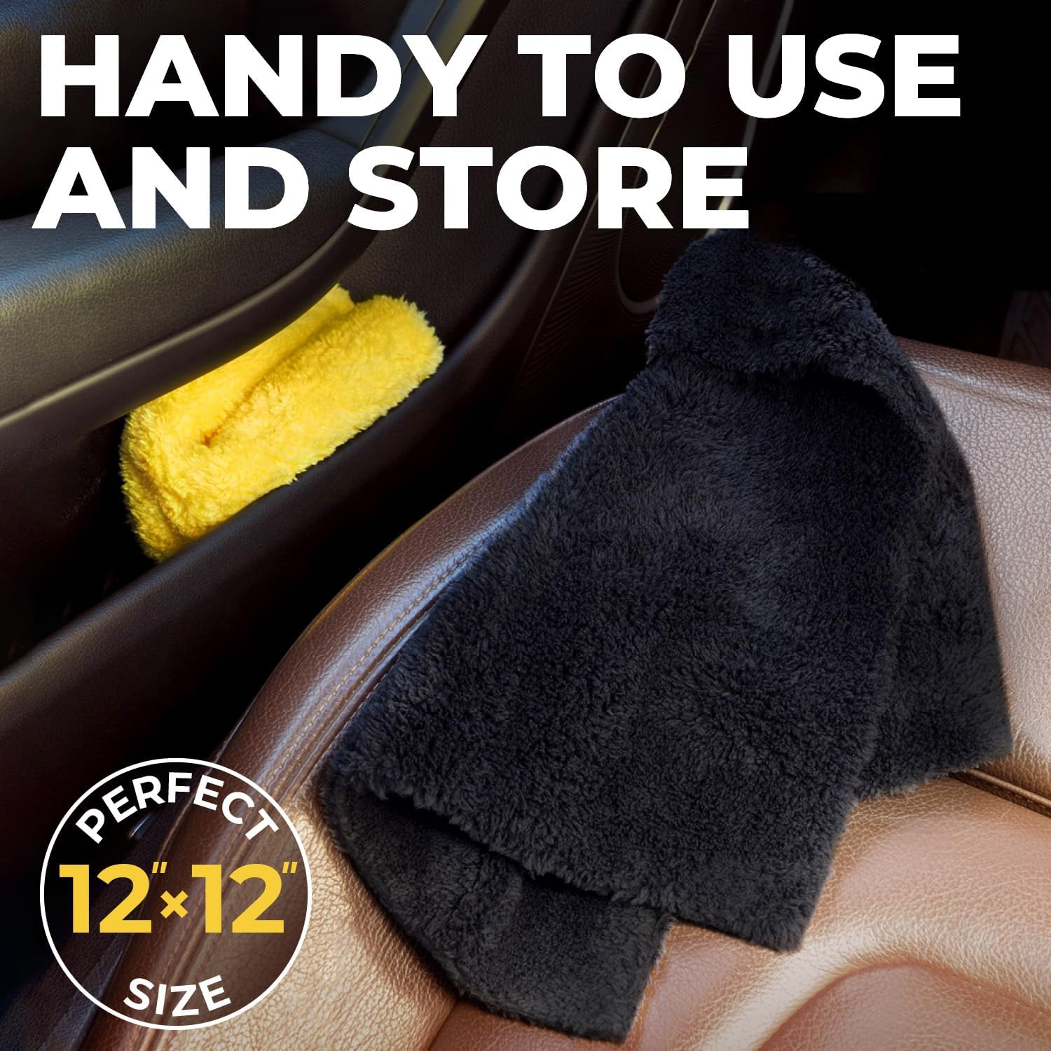 Microfiber Towels for Cars - Edgeless Microfiber Towel - Compact 12"X12" Car Drying Towel - 540Gsm - Microfiber Cleaning Cloth for Cars - Car Wash Stuff - 6 Pack image number 4