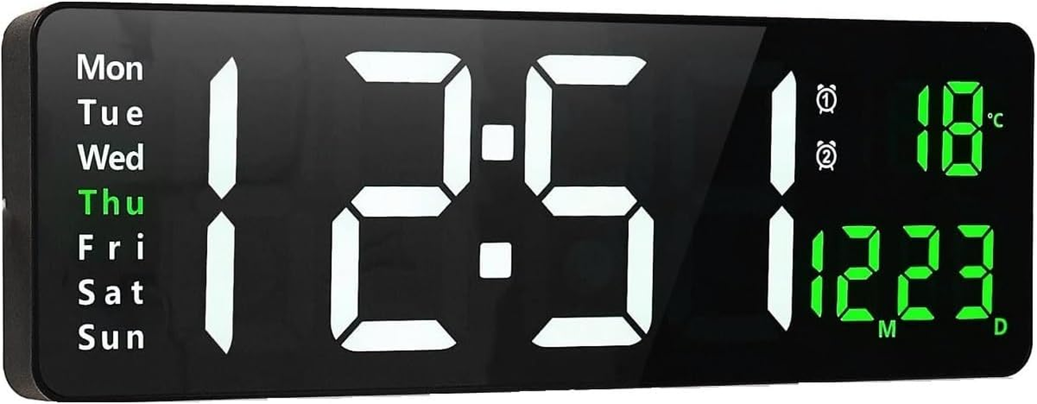 Digital Wall Clock, LED Large Display 16 Inch Clock with Remote Control, Multi Function Clock with Date Week Temperature, Wall Clock for Living Room Decor