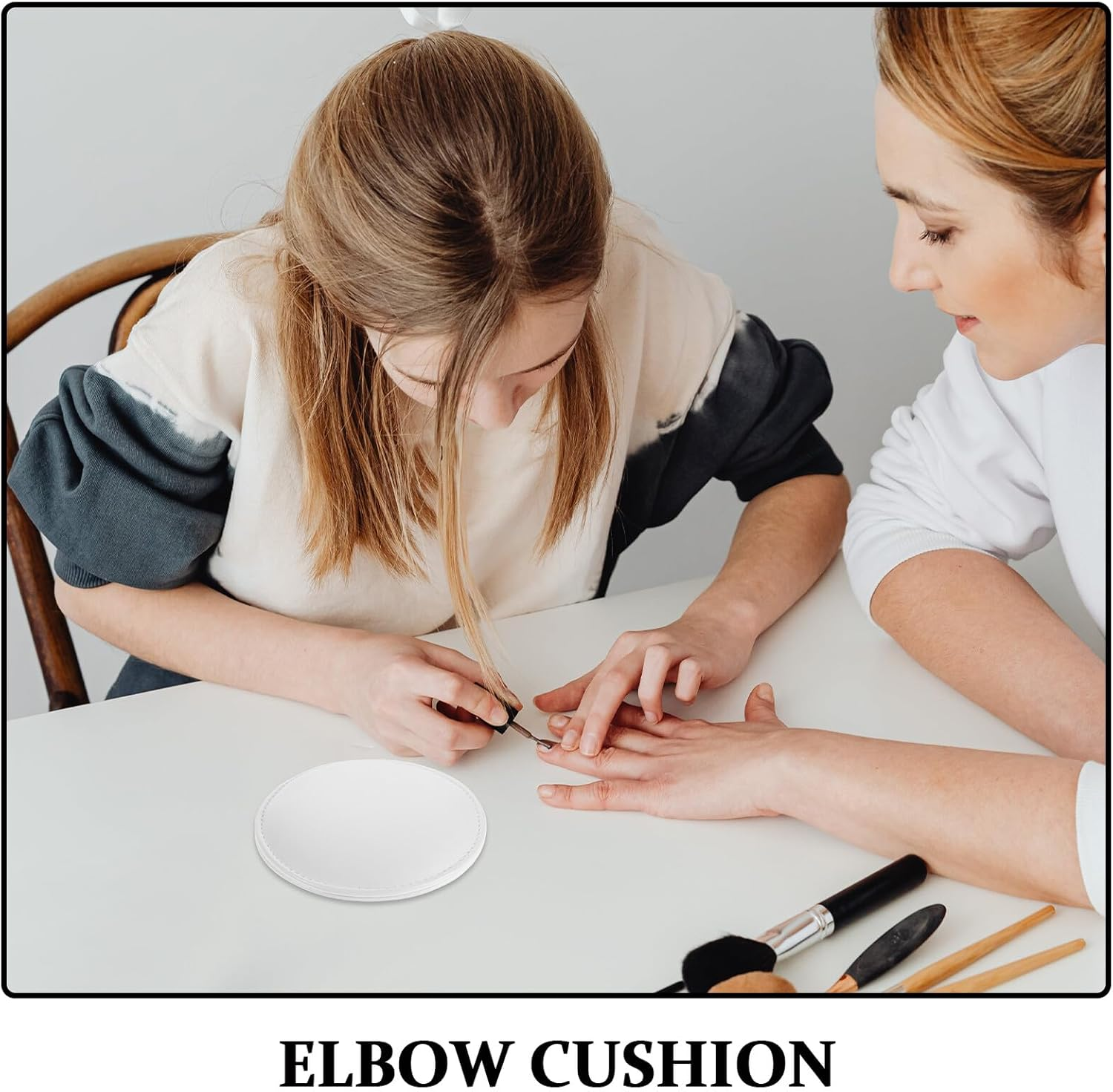 DINHEAROM Memory Foam Nail Tech Arm Rest Cushion for Elbow &ndash; Small White round Manicure Hand Rest Pillow with Non-Slip PU Cover, Comfortable Nail Art Support for Salon and Home Use image number 5