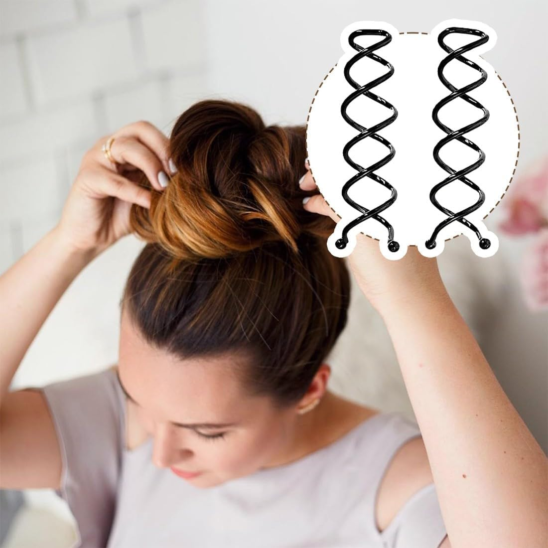 JYNXOR 20 Pieces Spiral Hair Clips Spiral Hair Pins Hair Clip Hair Accessories Updo Accessories Rotating DIY Hair Clips for Hair Styling Suitable for Various Hairstyles image number 3