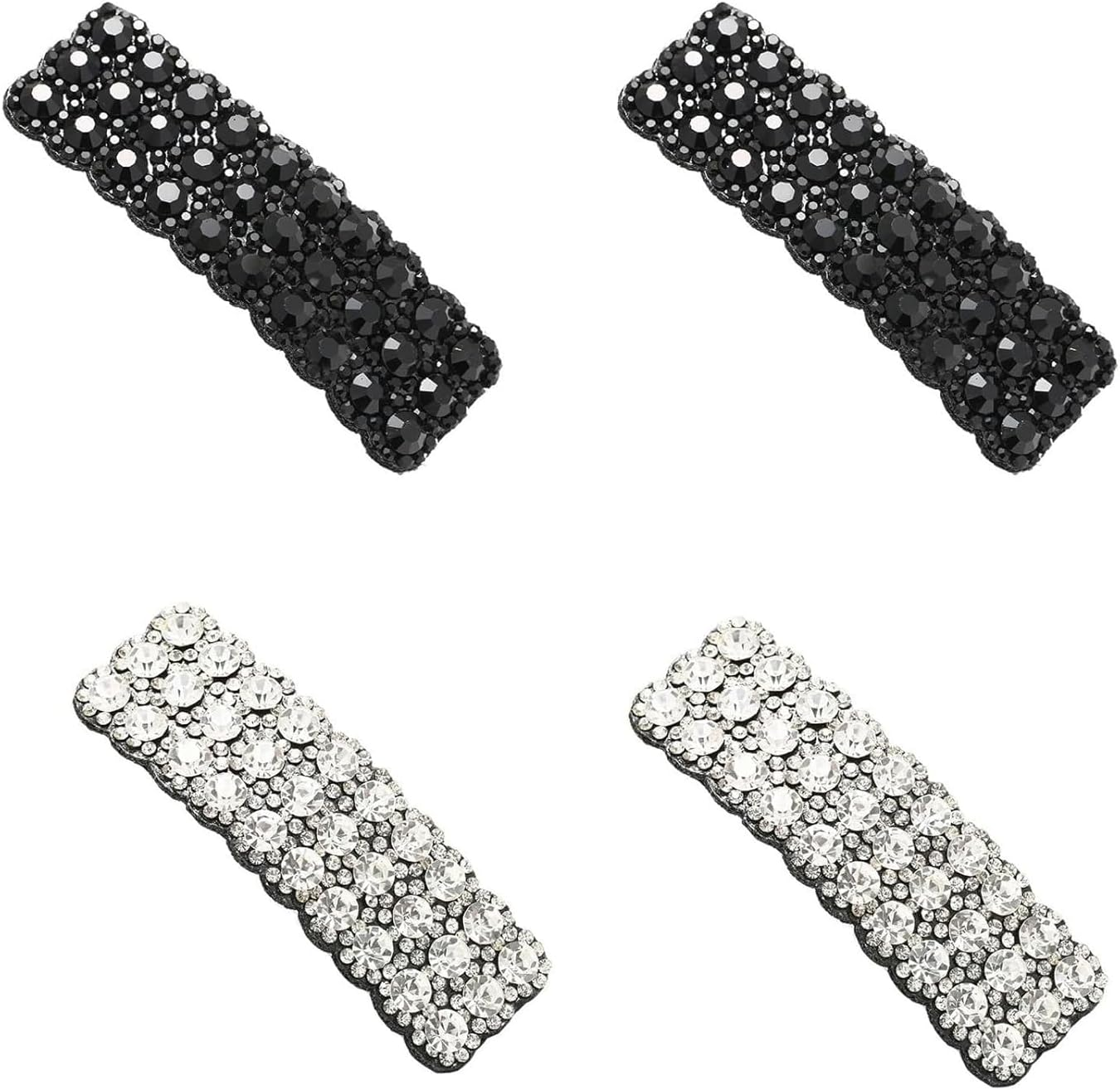 4 Pieces Black Women Hair Clips with Rhinestones Shiny Rectangle Korean Hair Clips Hair Accessories for Party Wedding Daily Girls Hair Accessories Clips and Hair Clips Accessories image number 4
