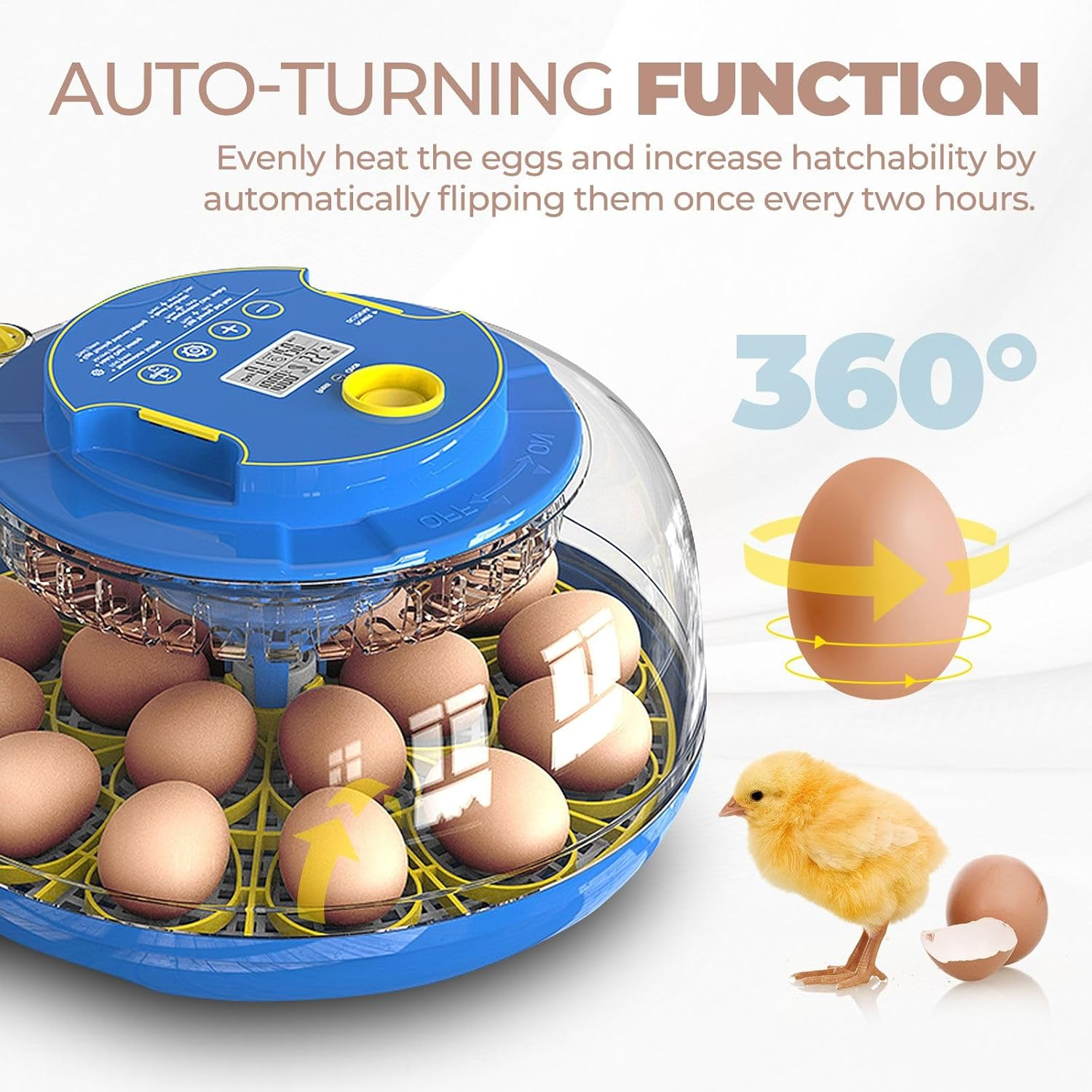 Pet Scene 18 Eggs Incubator Hatcher Automatic Double Layer Hatching Machine for Chicken Duck Quail Bird Goose Turkey with Auto Turner Water Adding LED Candler image number 4