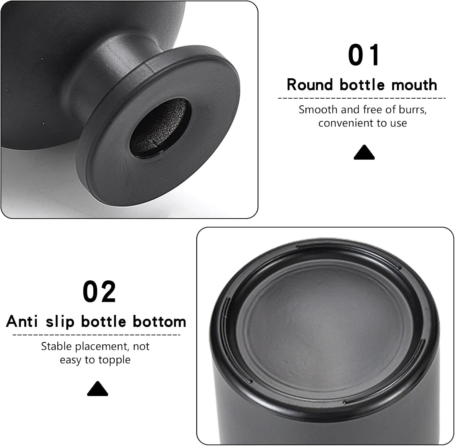 DEARBAG Set of 2 Black Glass Diffuser Bottles Set, 200 Ml Matte Glass Bottles for Room Fragrance Diffuser, Empty Diffuser Bottle, Aroma Diffuser Bottles Container for Essential Oils, Aromatherapy image number 5