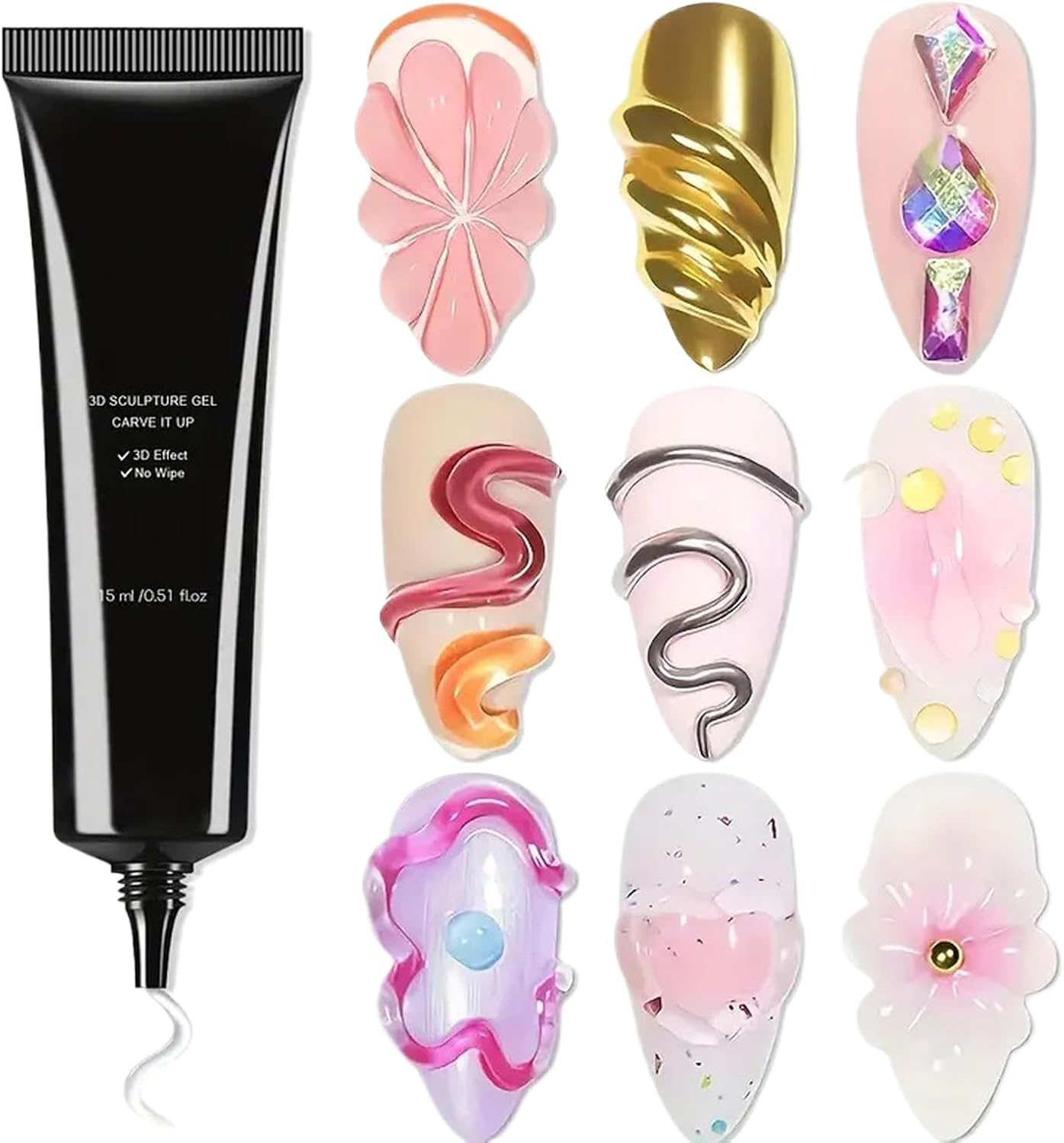 3D Nail Gel Sculpting Gel,15Ml 3D Nail Design Sculpting Glue - UV Light Cured Beauty Care Products for Decals Home Salon Travel Party Bridal Birthday Holiday Photoshoots image number 6