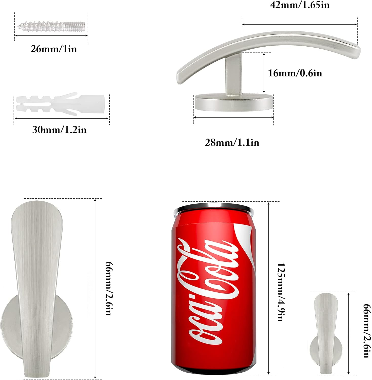 Curtain Holdback, 2Pcs Wall Mounted Drapery Tiebacks with Screws, Decorative Drapery Metal Hook Wall Hanger, Silver