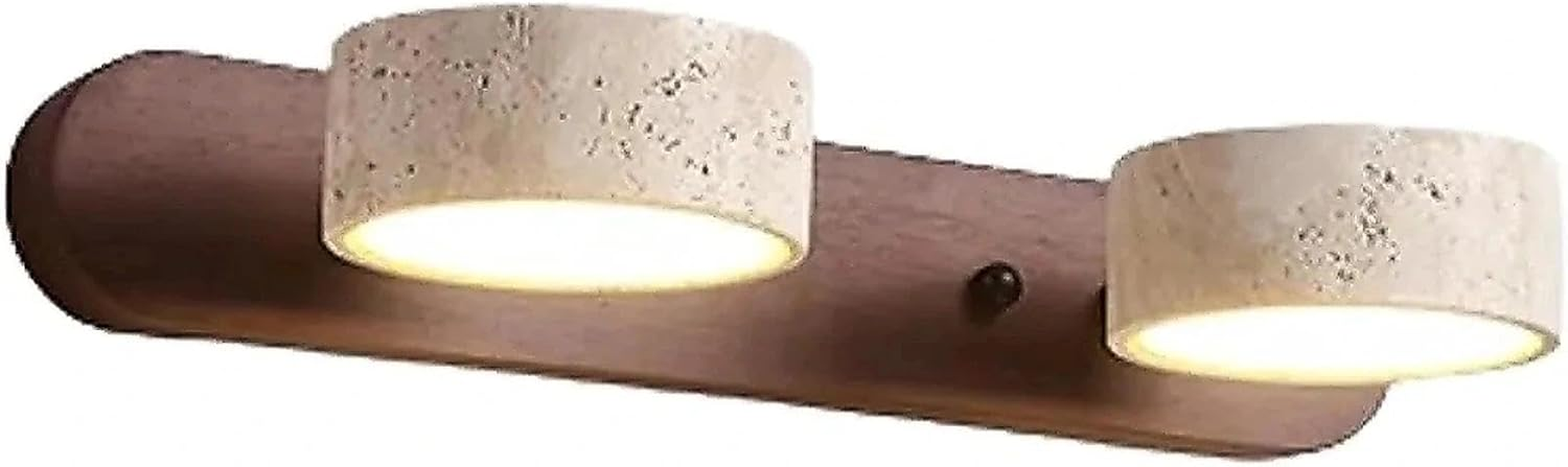 Natural Wood Vanity Light &ndash; 3-Light Travertine Wall Sconce with 180&deg; Rotatable LED, Modern Stone Lamp Fixture for Bathroom Mirror, Nordic Farmhouse Style(Wood Color,3 Heads)