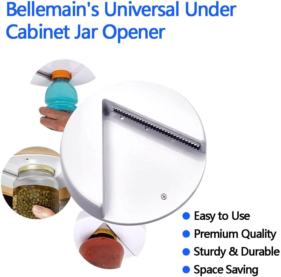 JIUSEGE under Cabinet Jar Opener &ndash; 2 Pack Lid & Bottle Opener Tool for Seniors, Arthritis & Weak Hands &ndash; Easy Grip Kitchen Gadget, Jar Opener for Weak Grip (White, 18 X 18 X 2 CM) image number 1