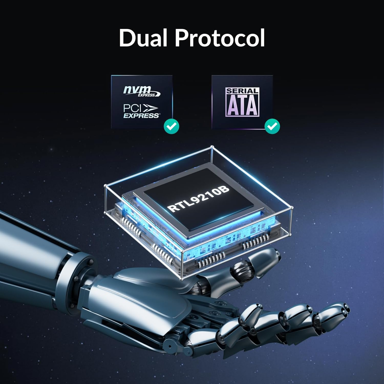 Gigimundo M.2 Nvme SATA SSD Enclosure, UASP Trim, 10Gbps Nvme, 6Gbps SATA, Tool-Free USB 3.2 Type-C SSD Caddy for 2230/2242/2260/2280 SSD (Rose Gold-Nvme & SATA) image number 5