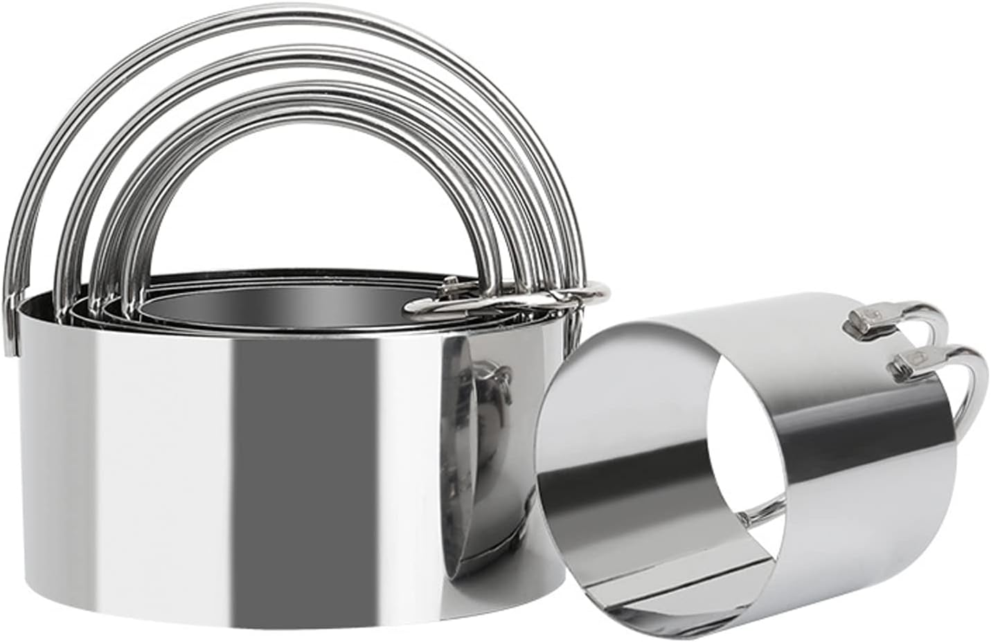 5 Pieces Circle Biscuit Cutter, round Cookies Cutter with Handle, Stainless Steel Circle round Cookie Biscuit Cutters in Graduated Sizes, Professional Baking Dough Tools image number 5