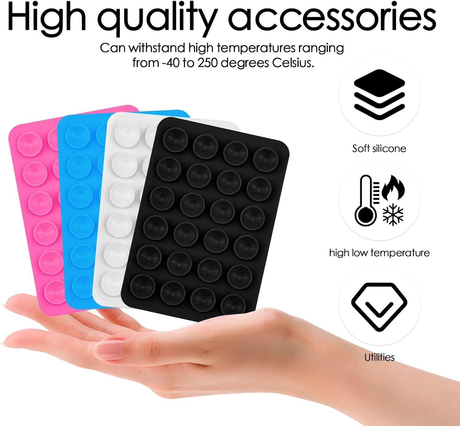 SUNNIFLY 4 Pieces Mobile Suction Cup, Suction Cup for Mobile Phone Can Be Used to Watch Videos, Take Selfies, Adhesive Suction Cup on the Back of the Phone, Removable