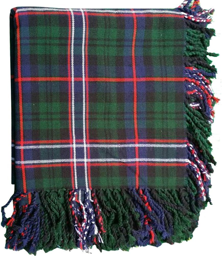 New Kilt Fly Plaid Acrylic Wool Scarf Rolled Fringe Shawl in (Macleod of Lewis) - Buchnan image number 7