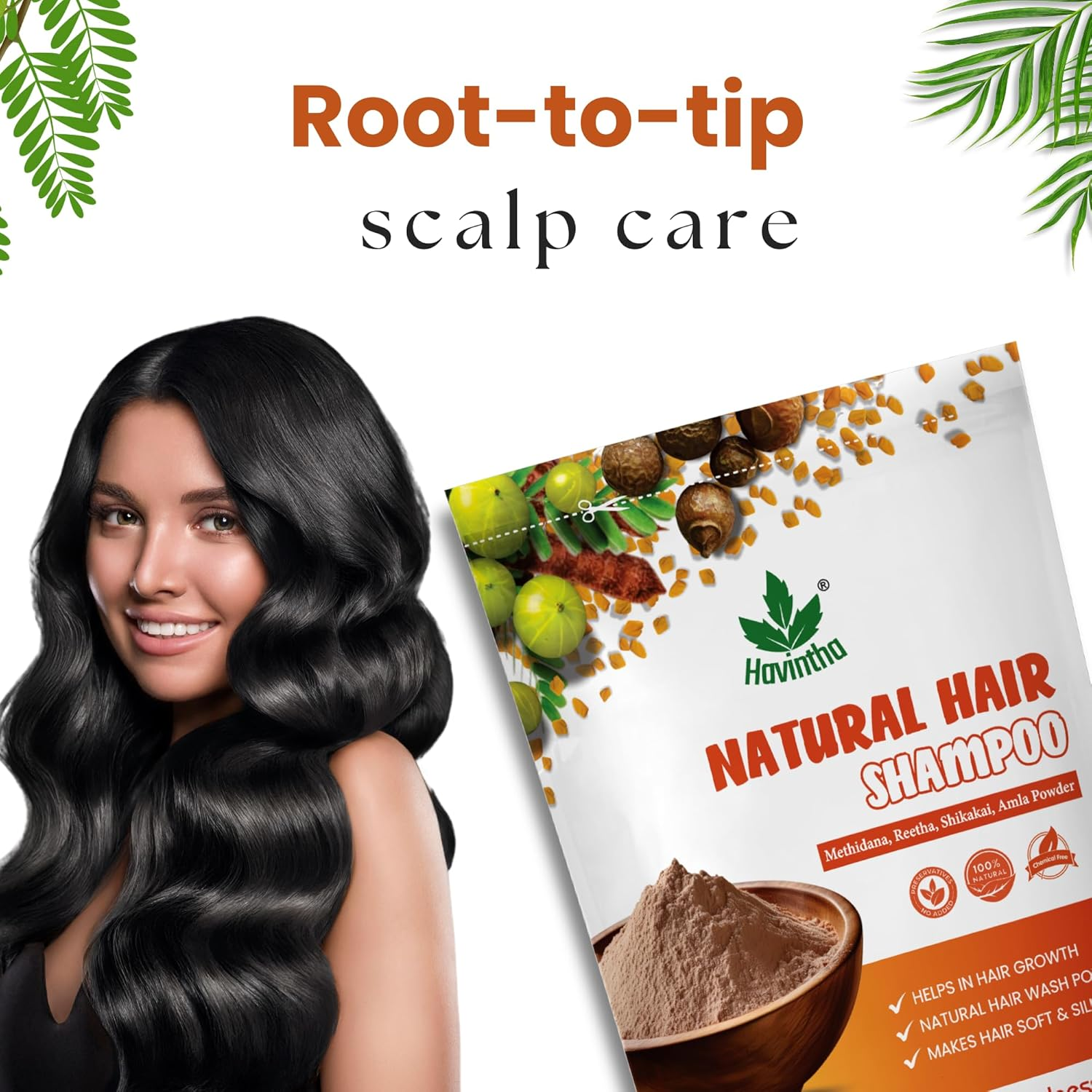 Natural Hair Shampoo with Amla, Reetha, Shikakai and Methi Dana Powder Hair Wash - 227 Grams (Advanced Shampoo) image number 2