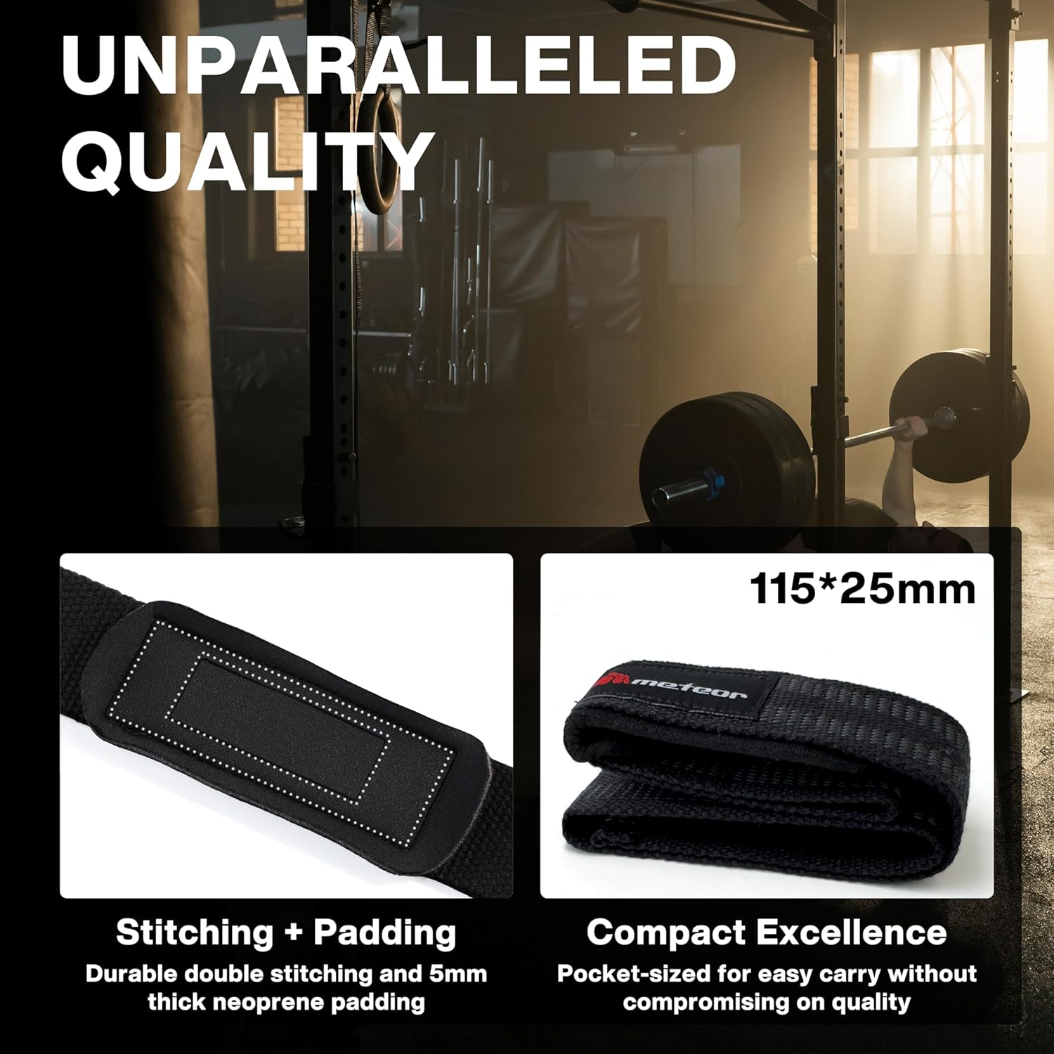 METEOR Pro Weightlifting Straps with Silicone Weave for Maximum Grip (Pair), 60Cm Heavy-Duty Padded Lifting Straps for Powerlifting, Deadlifts, and Heavy Workouts - Red-1 Pair image number 3