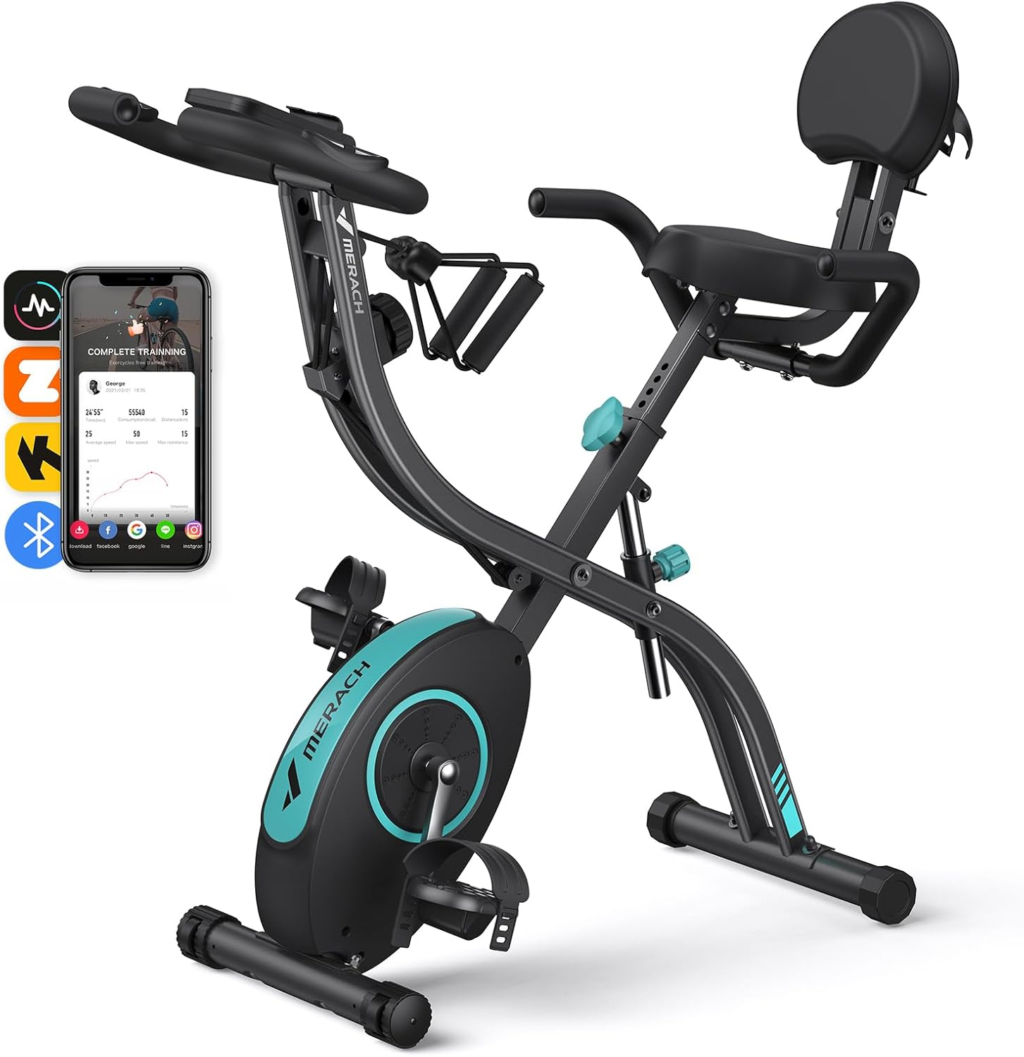 MERACH 4 in 1 Exercise Bike, Spin Bike Walking Pad Advanced Sports Bike with Exclusive App, Latest Sports Bikes with 300Lbs Weight Capacity, Folding Bike Treadmill Fitness Courses for Weight Loss image number 1