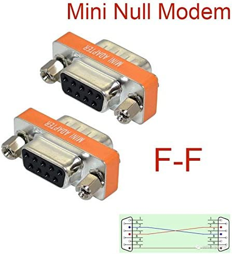 2 PCS Mini Null Modem DB9 9 Pin Female to DB9 Female Data Transfer Serial Port Adapter image number 3