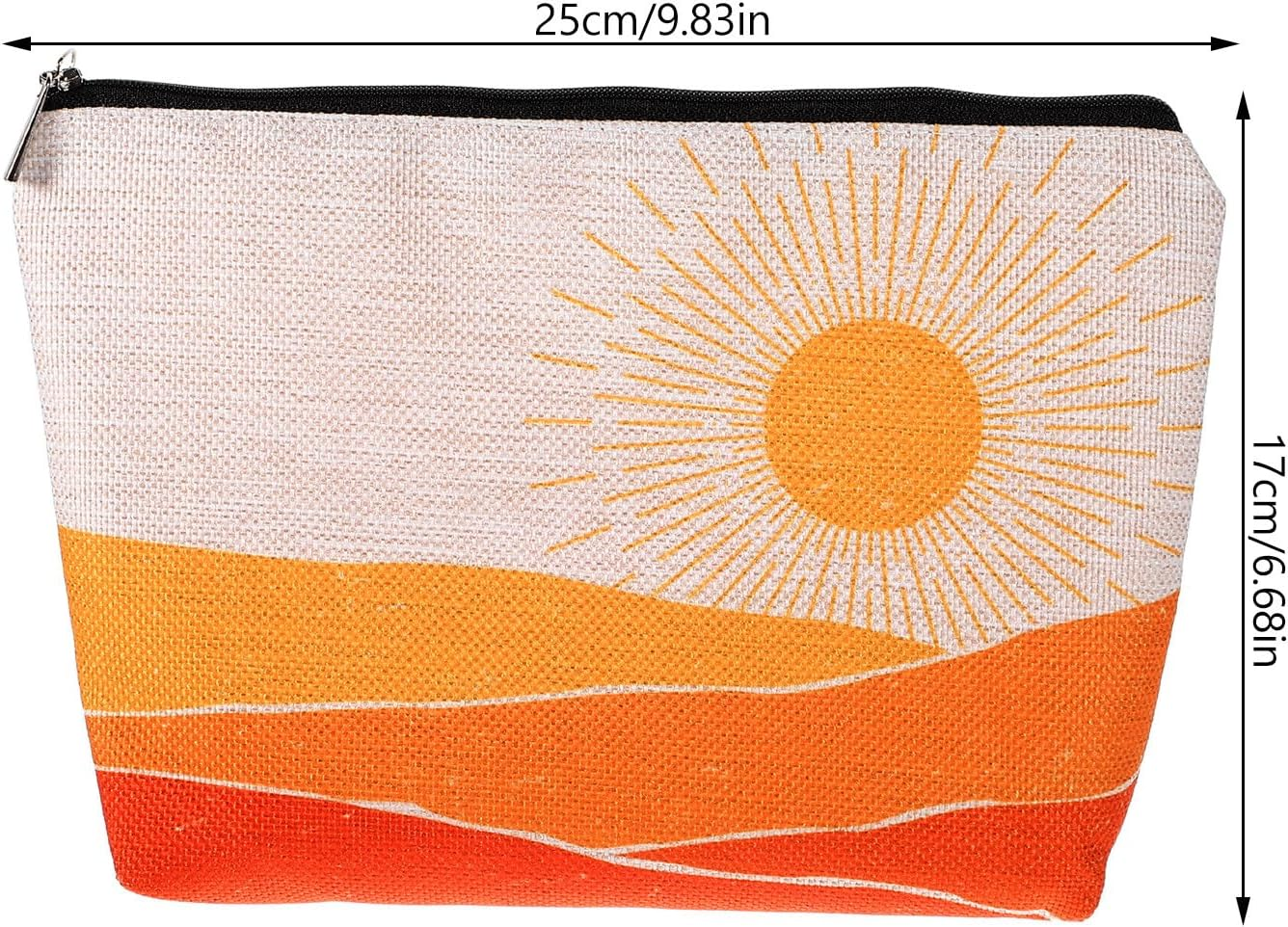 VERDANVERSE Waterproof Cotton Linen Makeup Bag with Geometric Pattern, Portable Travel Cosmetic Organizer Pouch for Toiletries and Accessories, Lightweight Bohemian Style Toiletry Bag image number 4