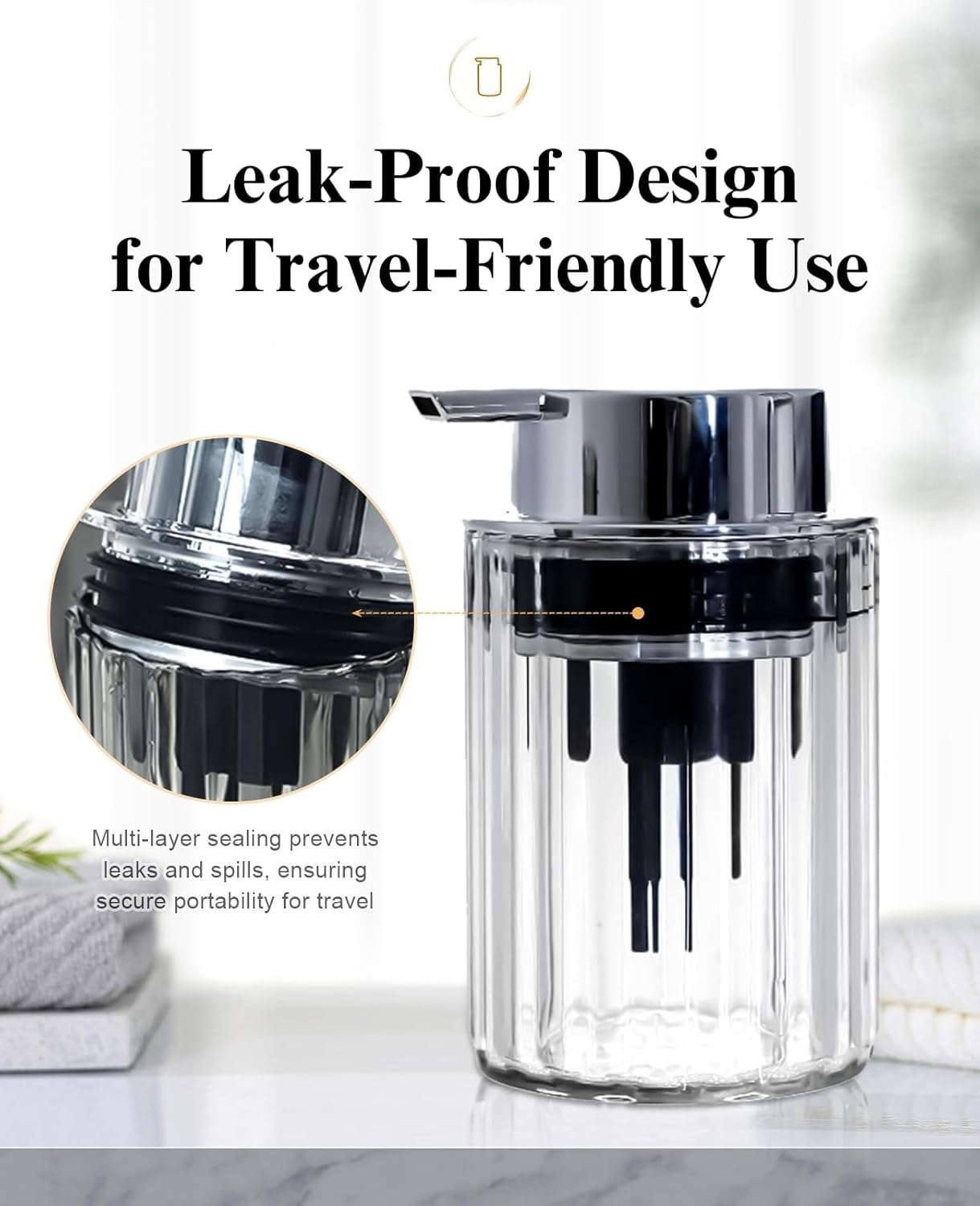 BRARIOS Pump Dispenser Face Wash Push Type Refillable Soap Dispenser Light Luxury Manual Leakproof Thick Foam Large Capacity Portable Durable Kitchen Company Home Holidays (Grey)