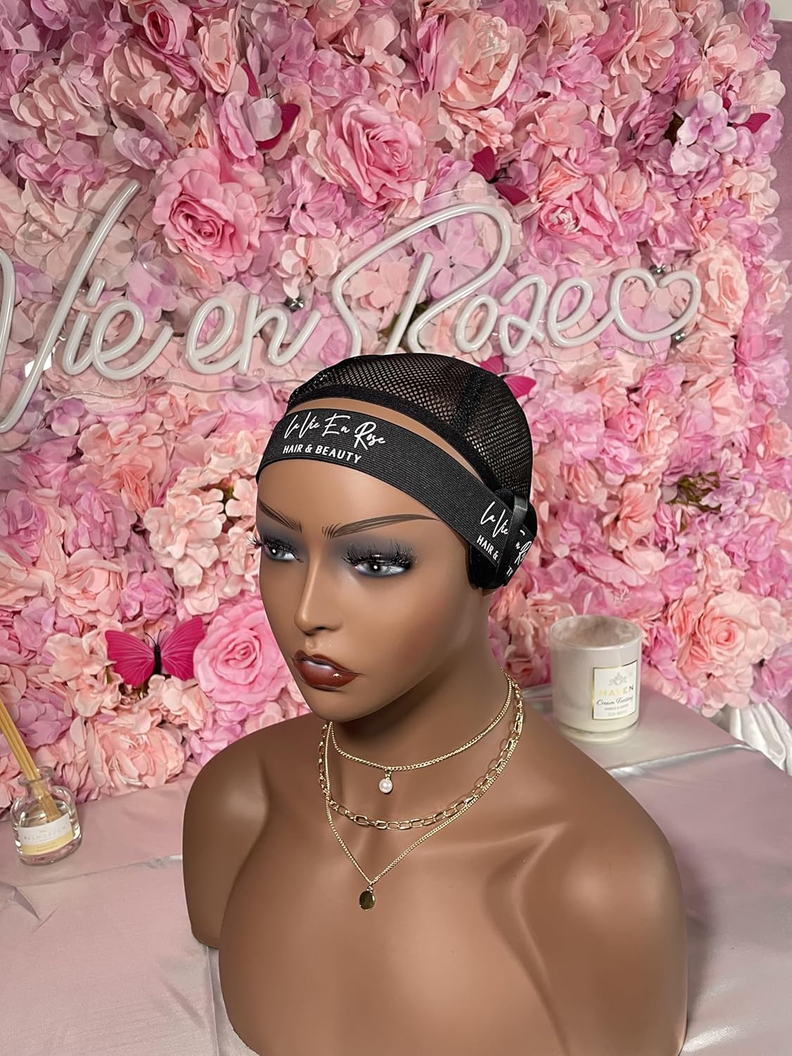 Lace Melting Band with Ears Protection, Adjustable Edge Slayer Baby Hair Band, Black Elastic Lace Melt Band for Wigs, Soft and Comfortable for Daily Use image number 2