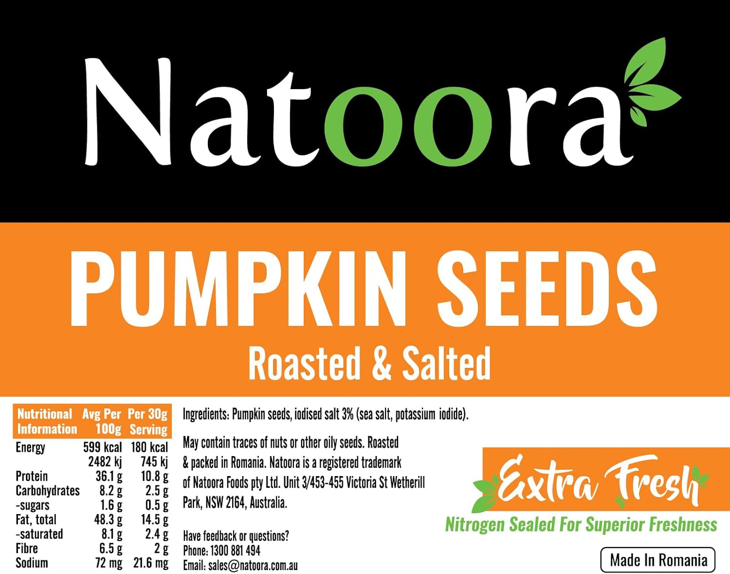 Natoora Pumpkin Seeds Seeds - Roasted and Salted (6X300G) image number 1